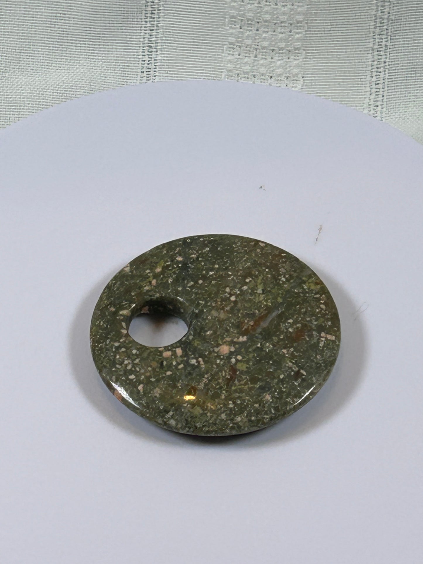 (#85) - UNAKITE JASPER DISK PENDANT - NEW