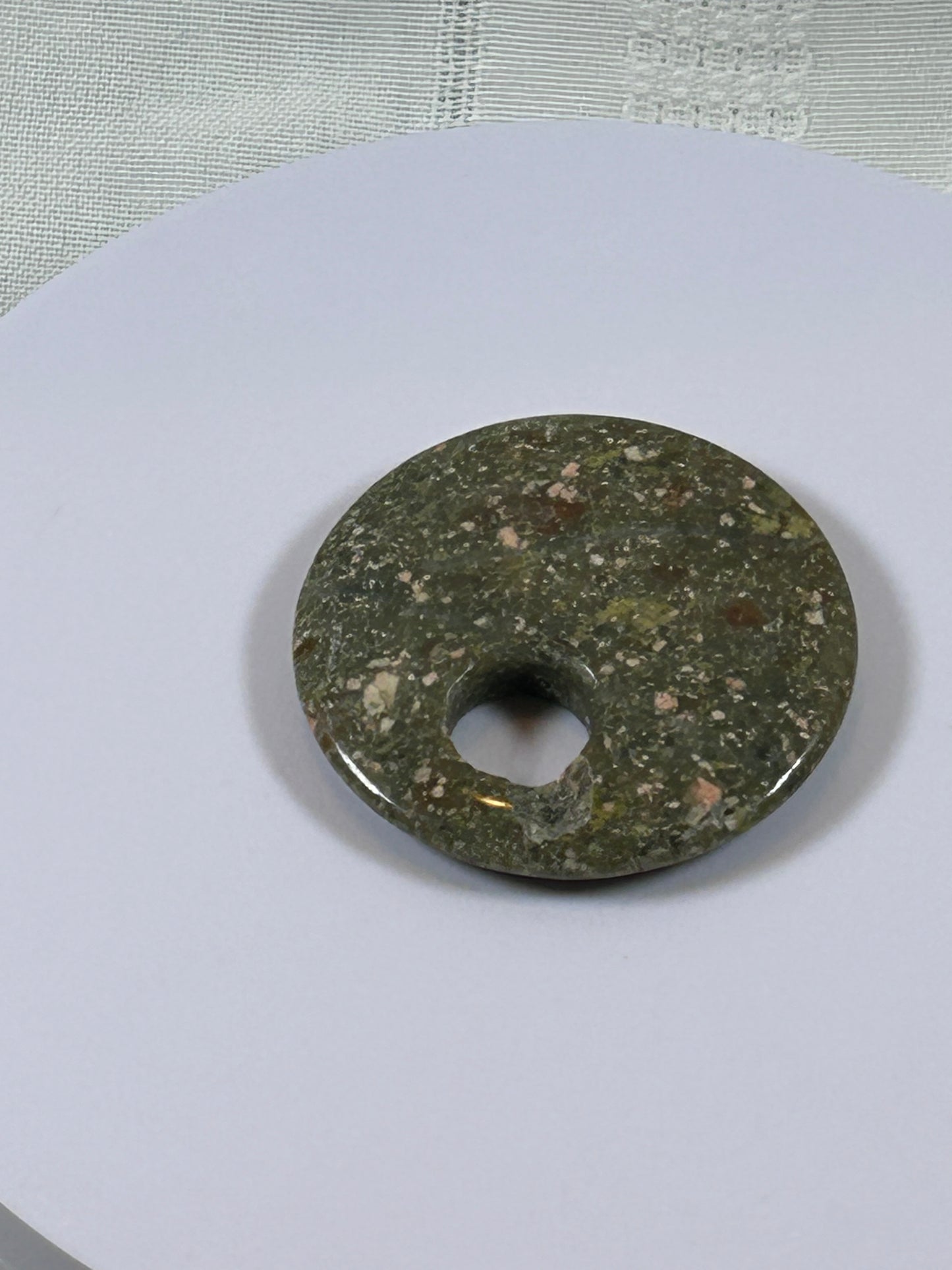(#85) - UNAKITE JASPER DISK PENDANT - NEW