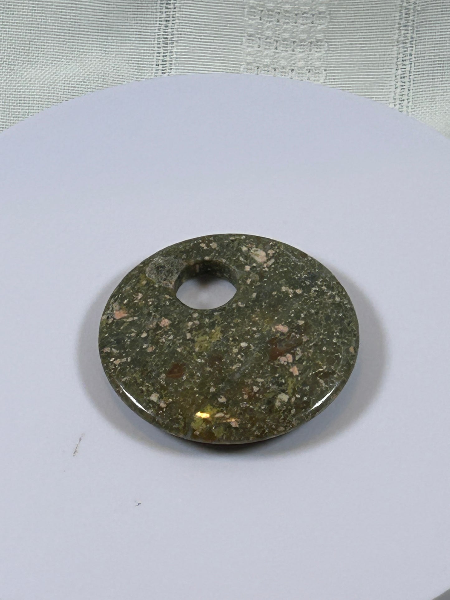 (#85) - UNAKITE JASPER DISK PENDANT - NEW