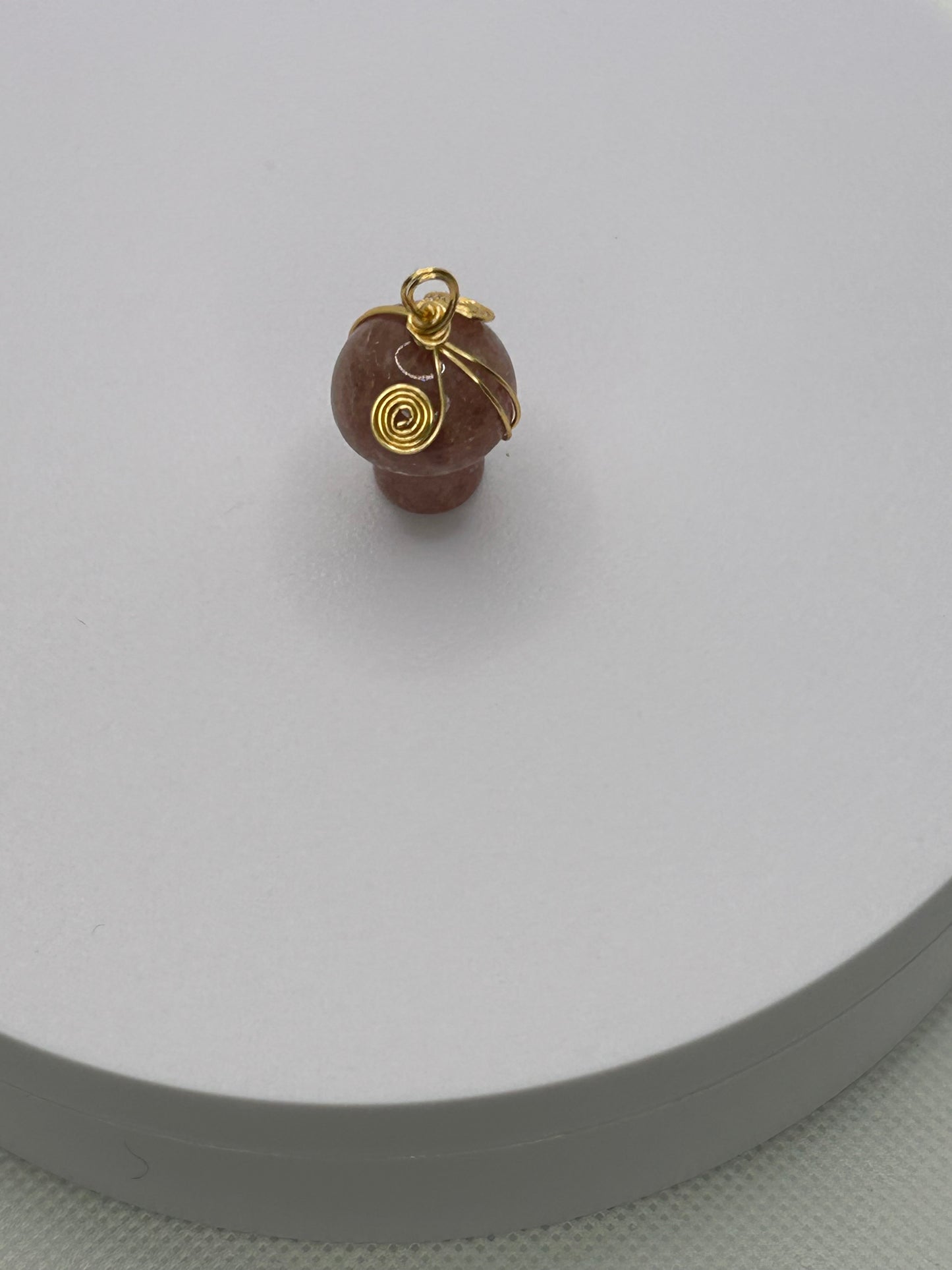 (#45) - STRAWBERRY QUARTZ MUSHROOM WRAPPED PENDANT - NEW