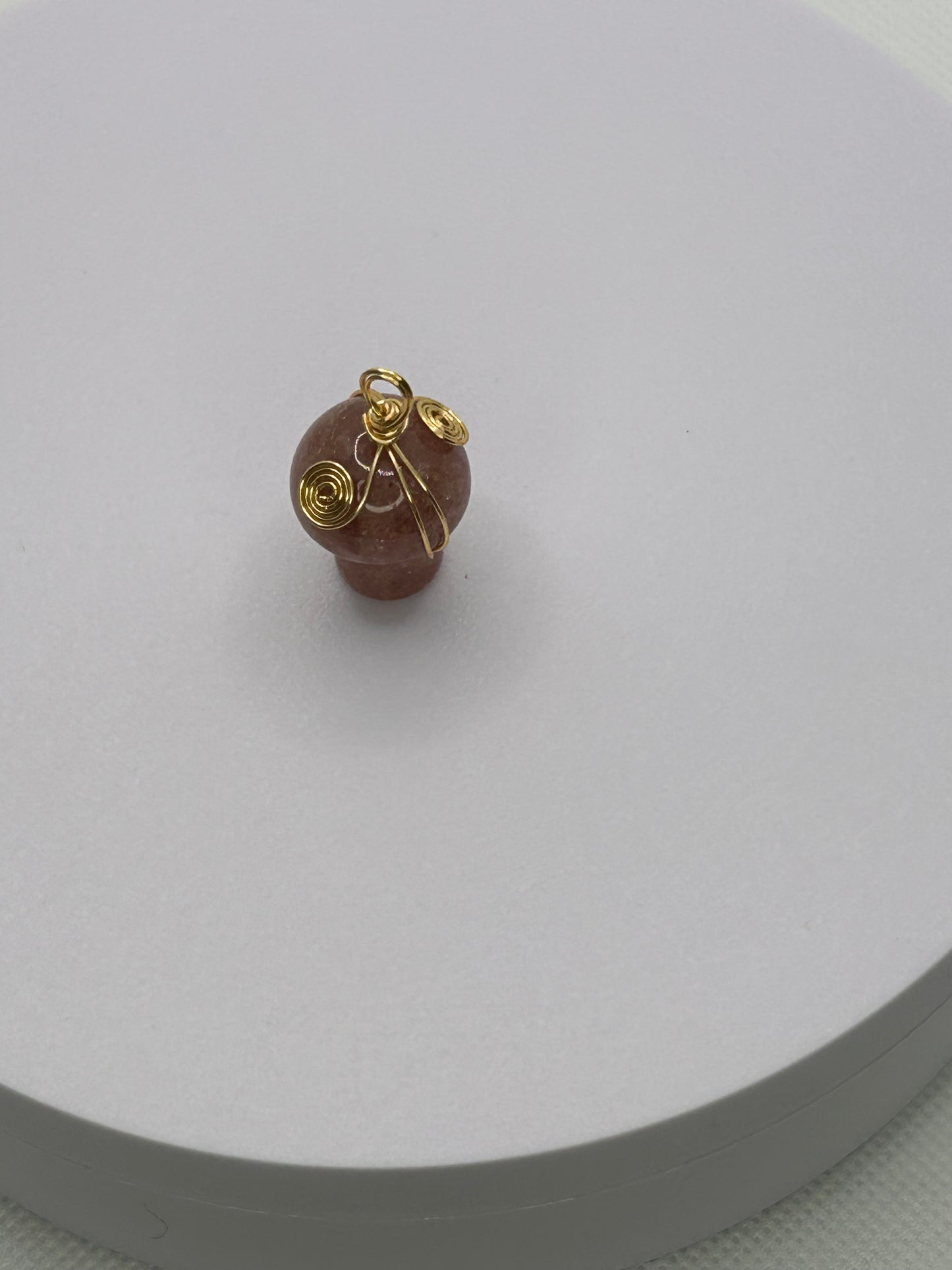 (#45) - STRAWBERRY QUARTZ MUSHROOM WRAPPED PENDANT - NEW