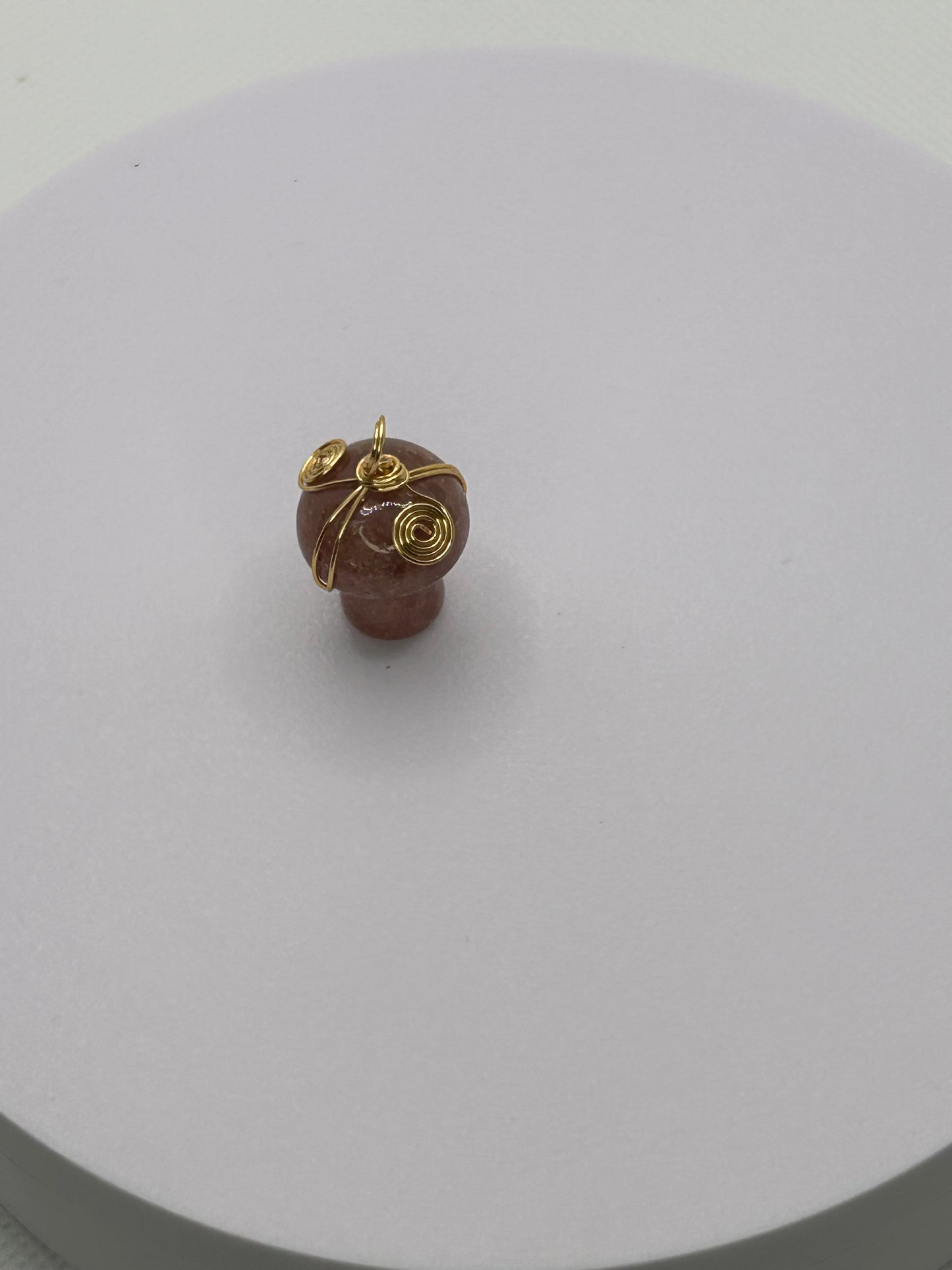 (#45) - STRAWBERRY QUARTZ MUSHROOM WRAPPED PENDANT - NEW