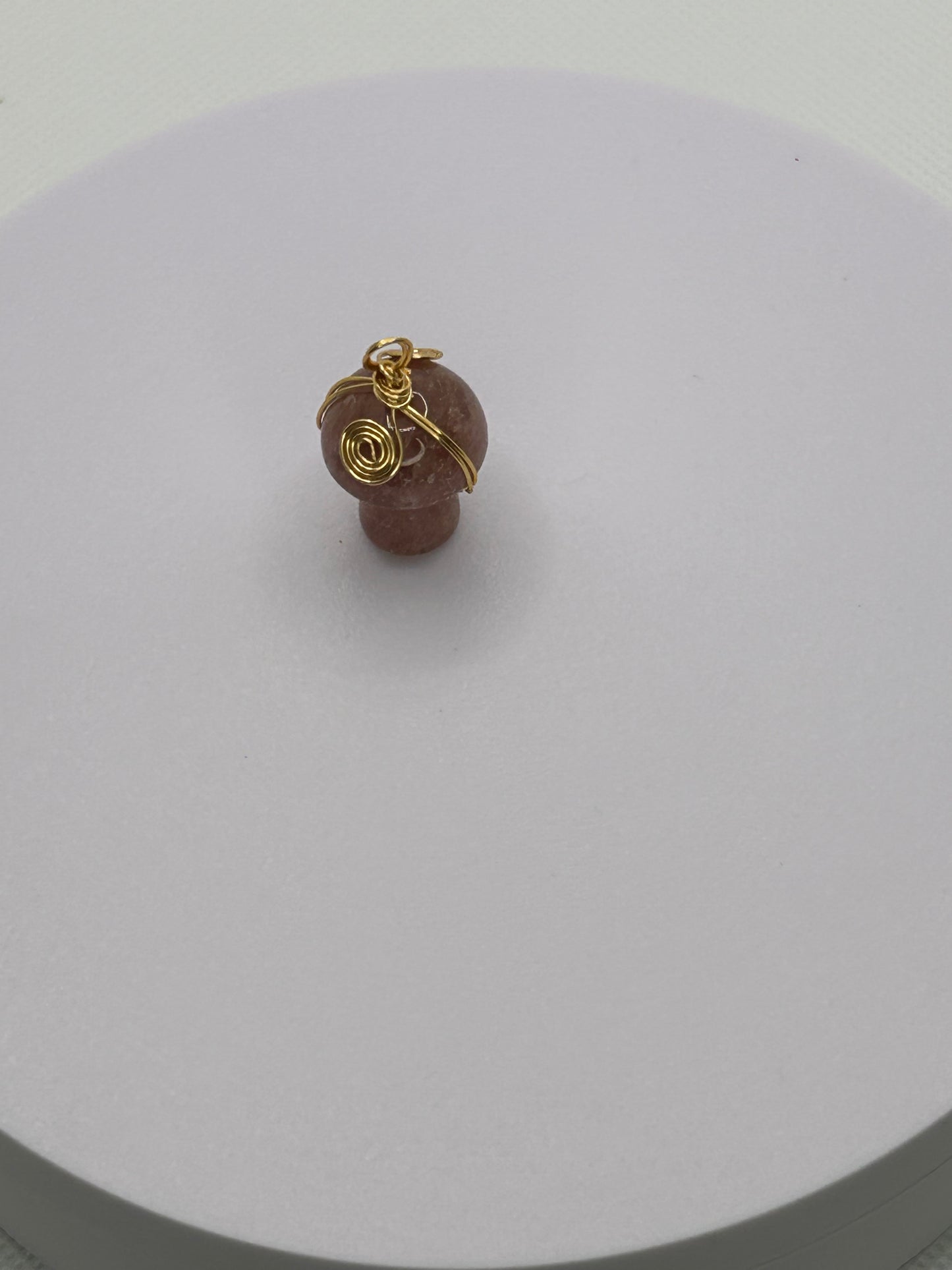 (#45) - STRAWBERRY QUARTZ MUSHROOM WRAPPED PENDANT - NEW