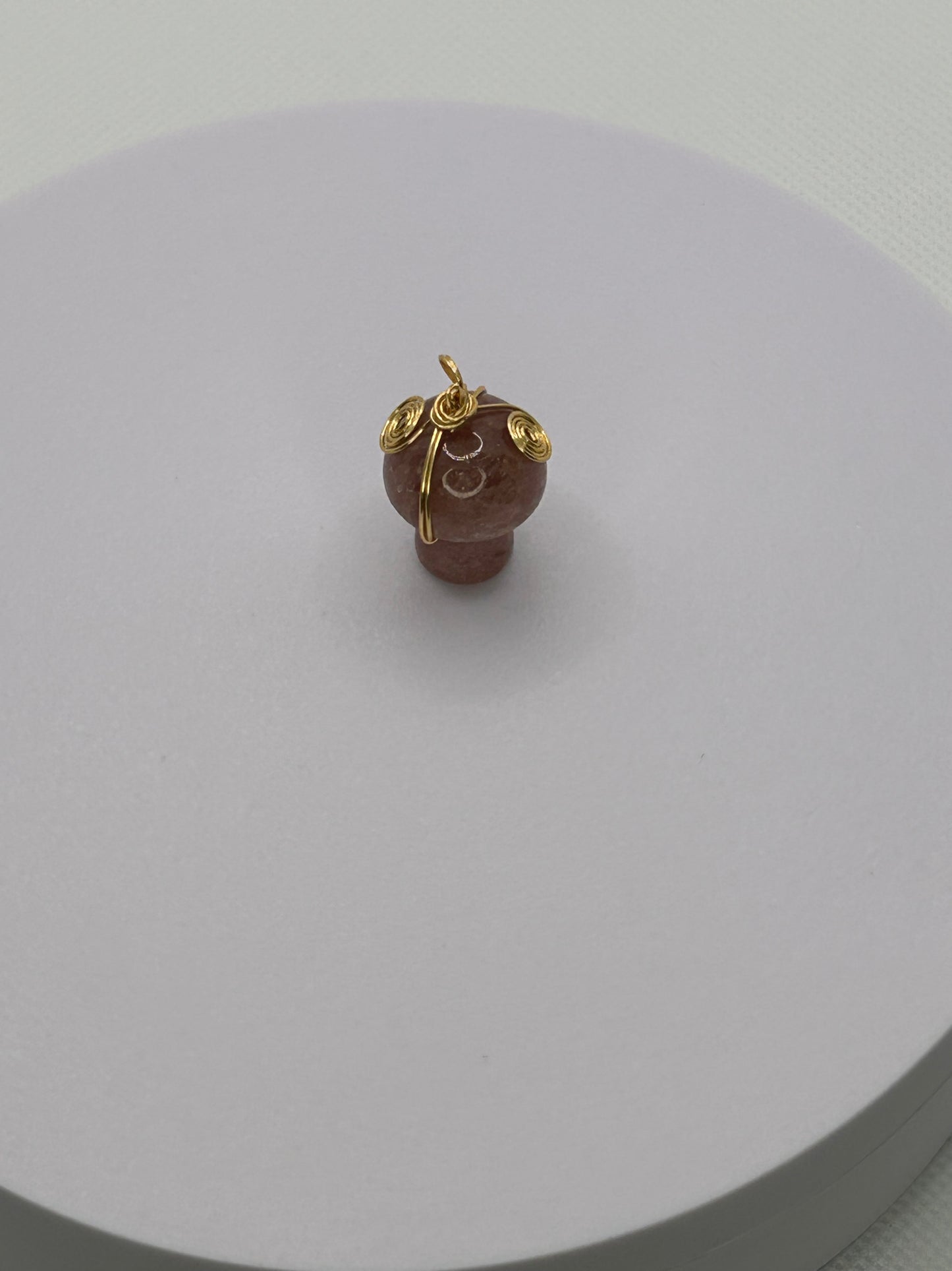 (#45) - STRAWBERRY QUARTZ MUSHROOM WRAPPED PENDANT - NEW