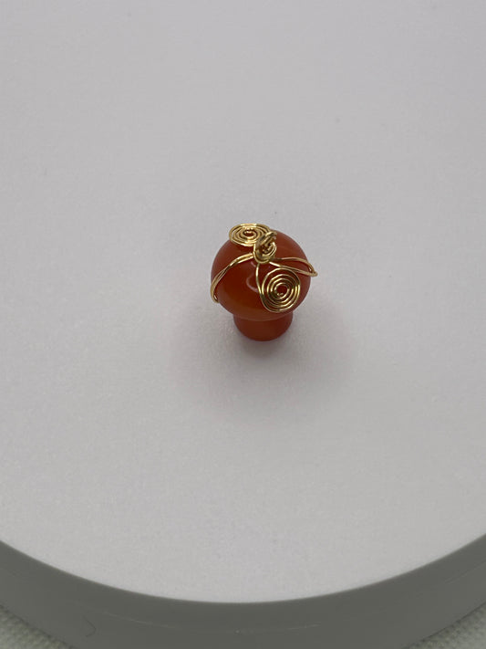 (#46) - CARNELIAN MUSHROOM WRAPPED PENDANT - NEW