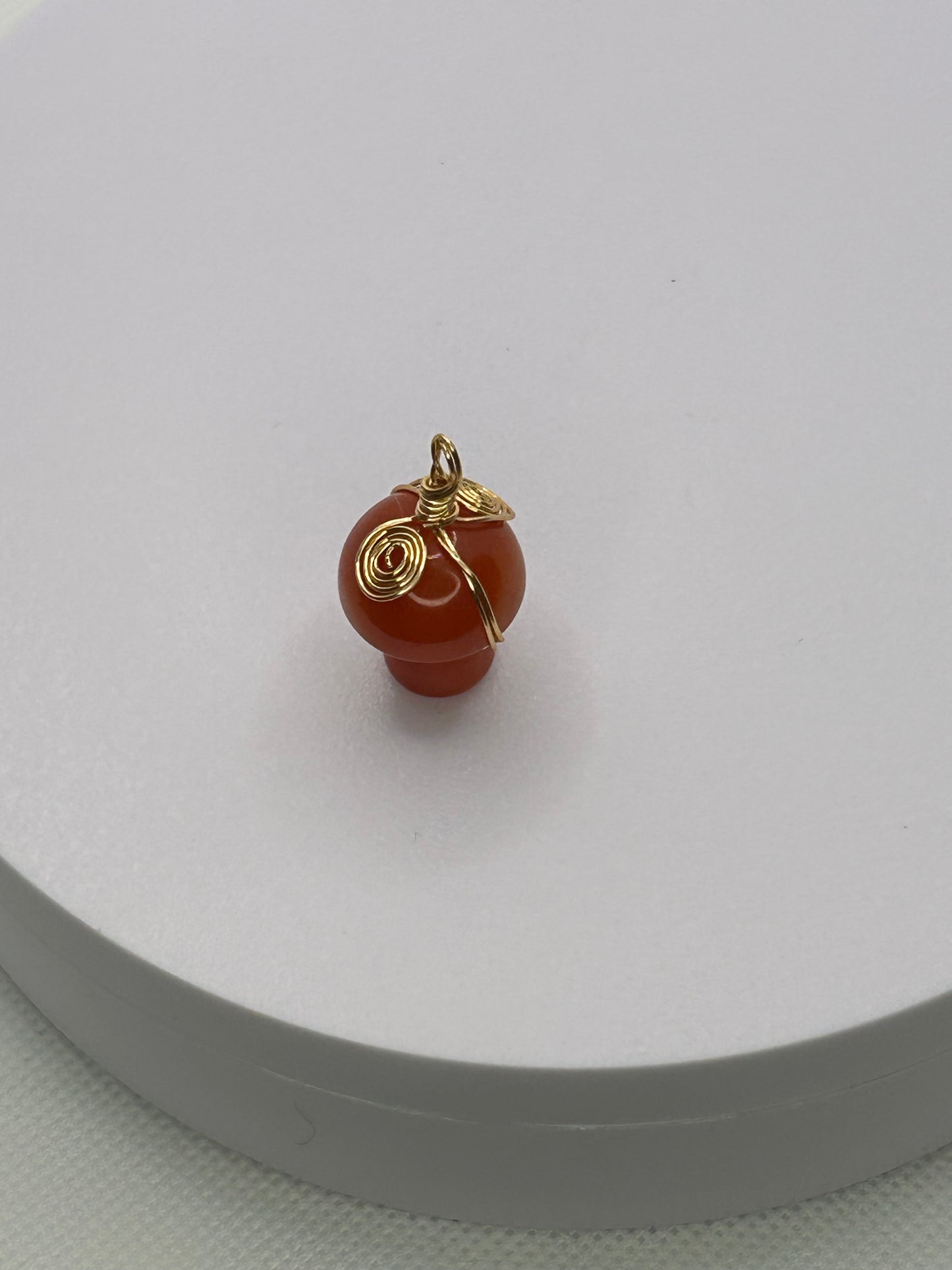 (#46) - CARNELIAN MUSHROOM WRAPPED PENDANT - NEW