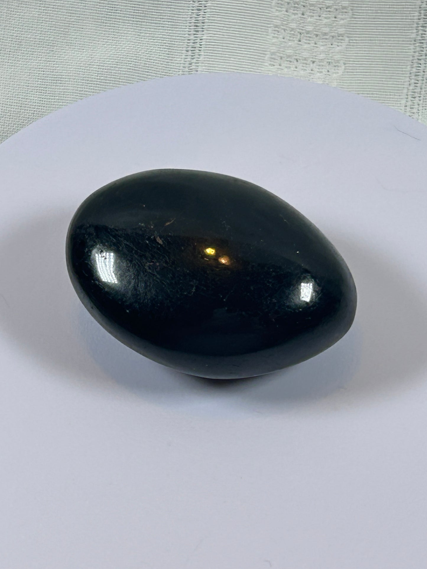 (#100) - BLACK TOURMALINE PALM STONE POLISHED - NEW