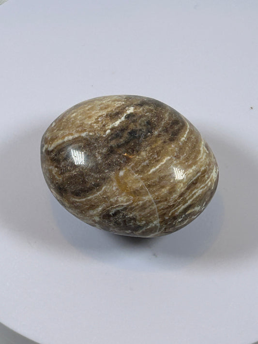 (#102) - BROWN ARAGONITE PALM STONE POLISHED - NEW