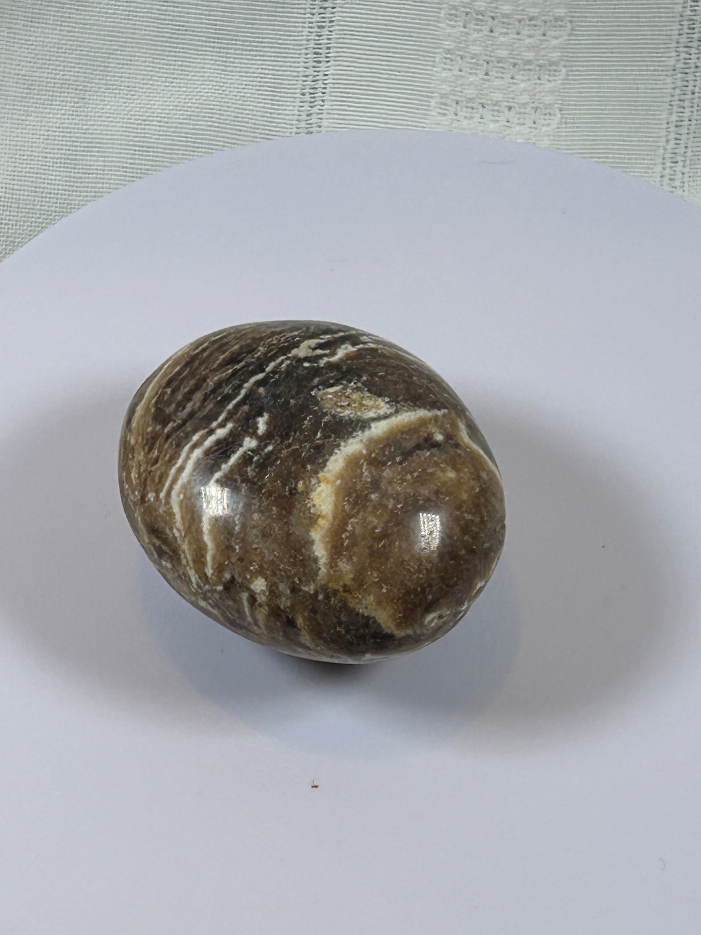 (#102) - BROWN ARAGONITE PALM STONE POLISHED - NEW