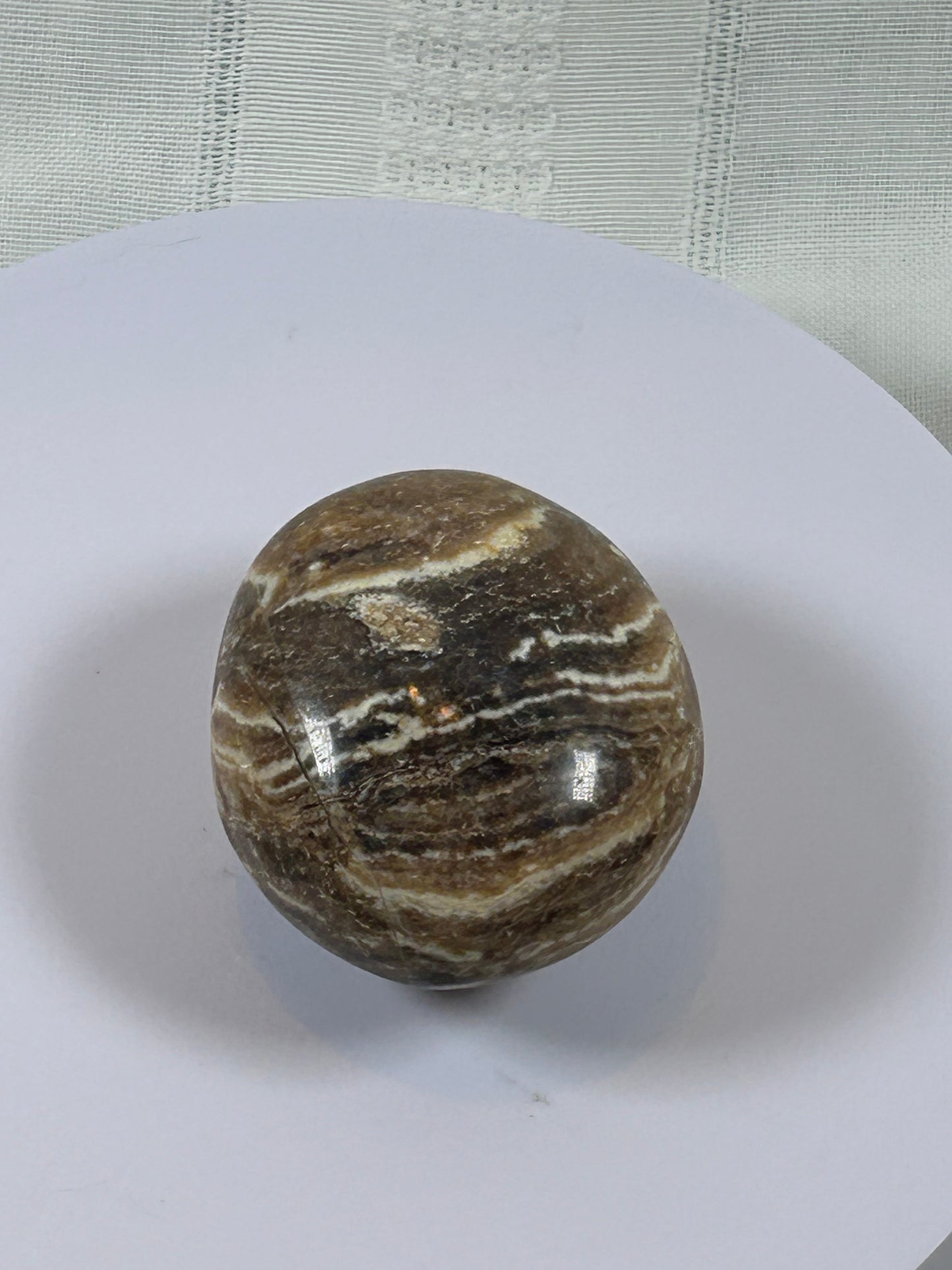 (#102) - BROWN ARAGONITE PALM STONE POLISHED - NEW