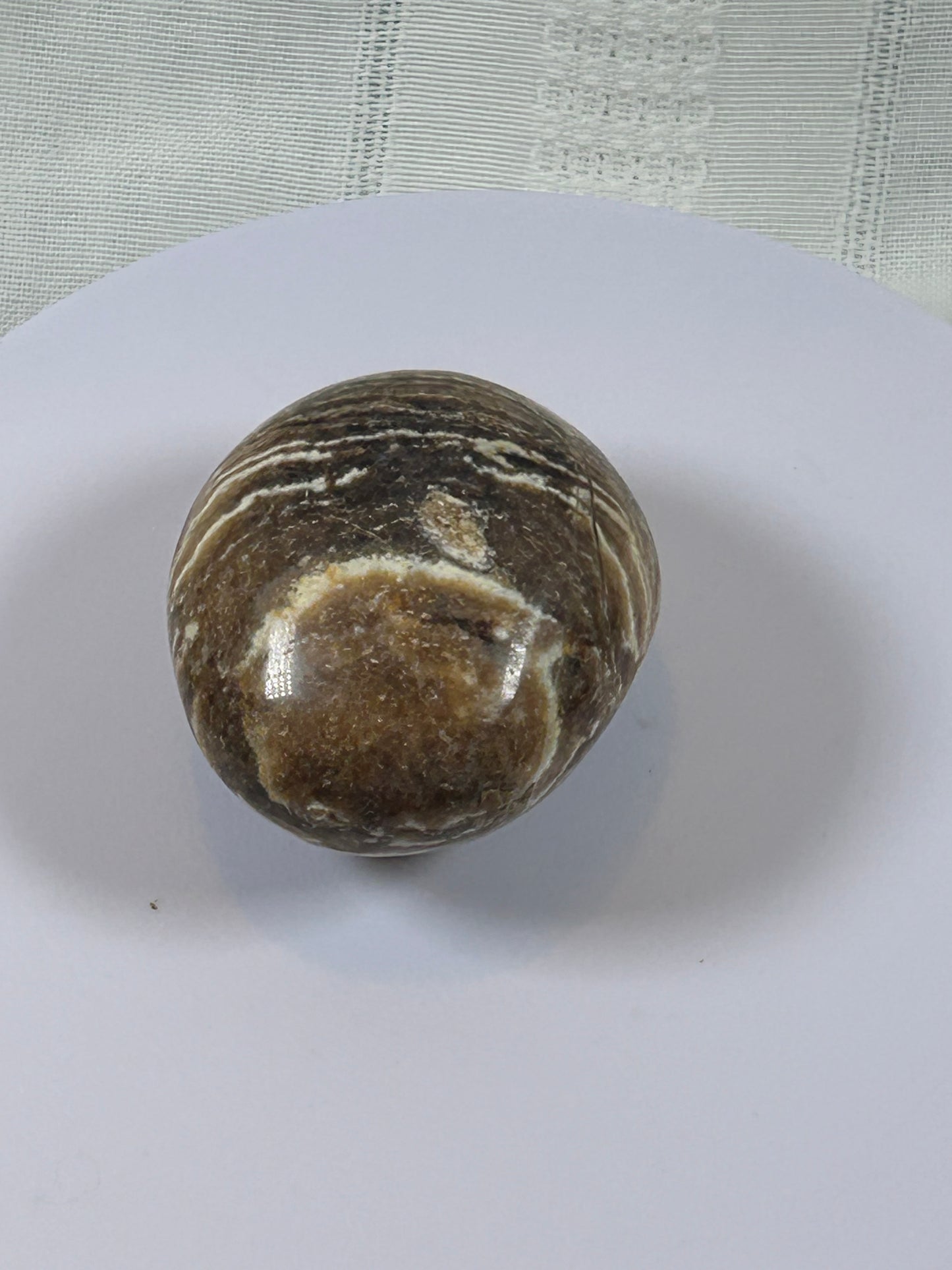 (#102) - BROWN ARAGONITE PALM STONE POLISHED - NEW