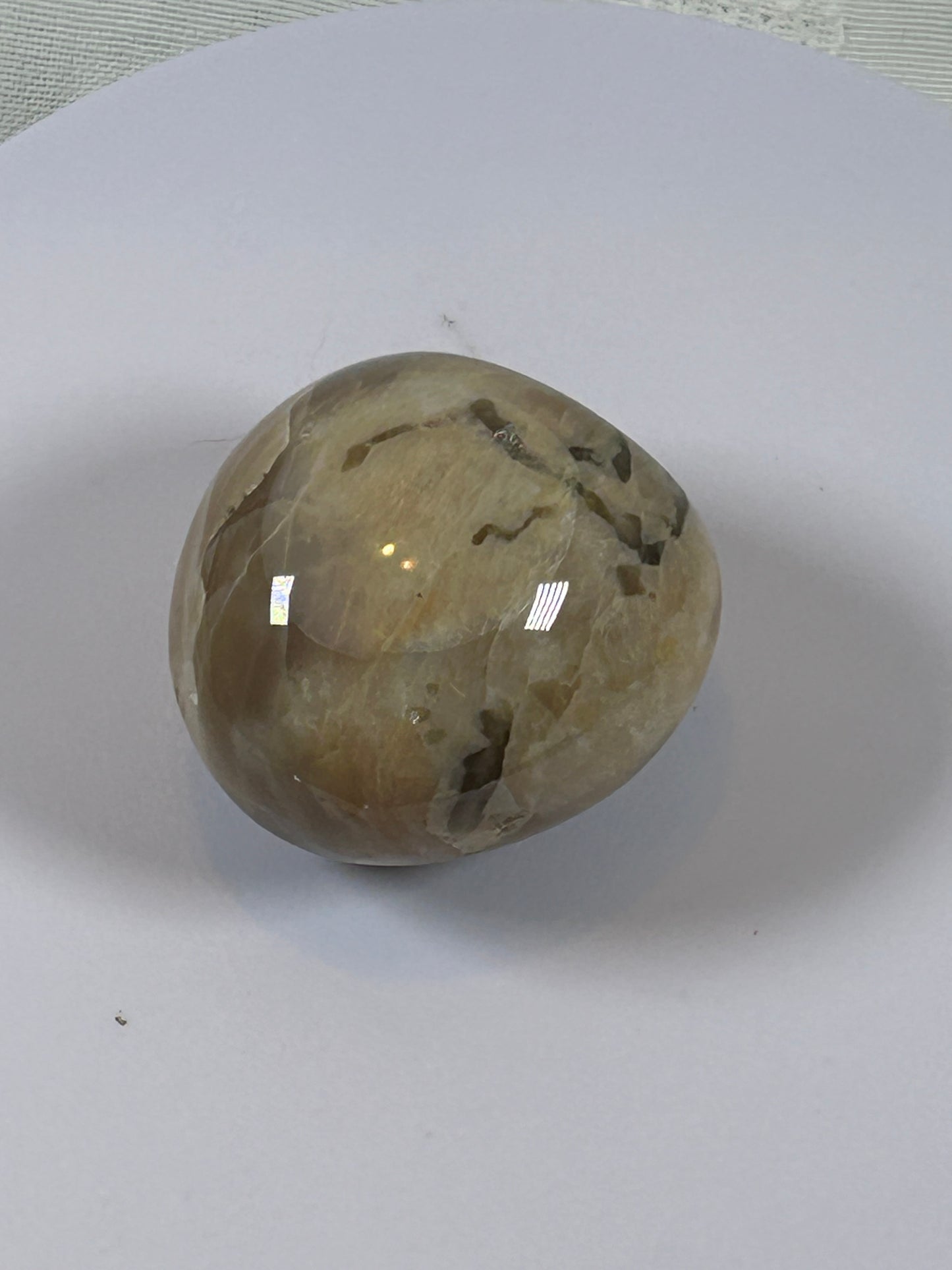 (#104) - PEACH MOONSTONE PALM STONE POLISHED - NEW