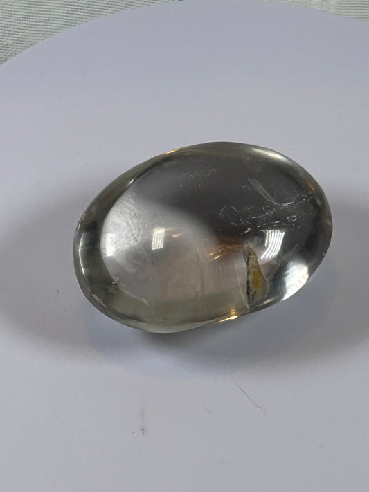 (#105) - CLEAR QUARTZ PALM STONE POLISHED - NEW