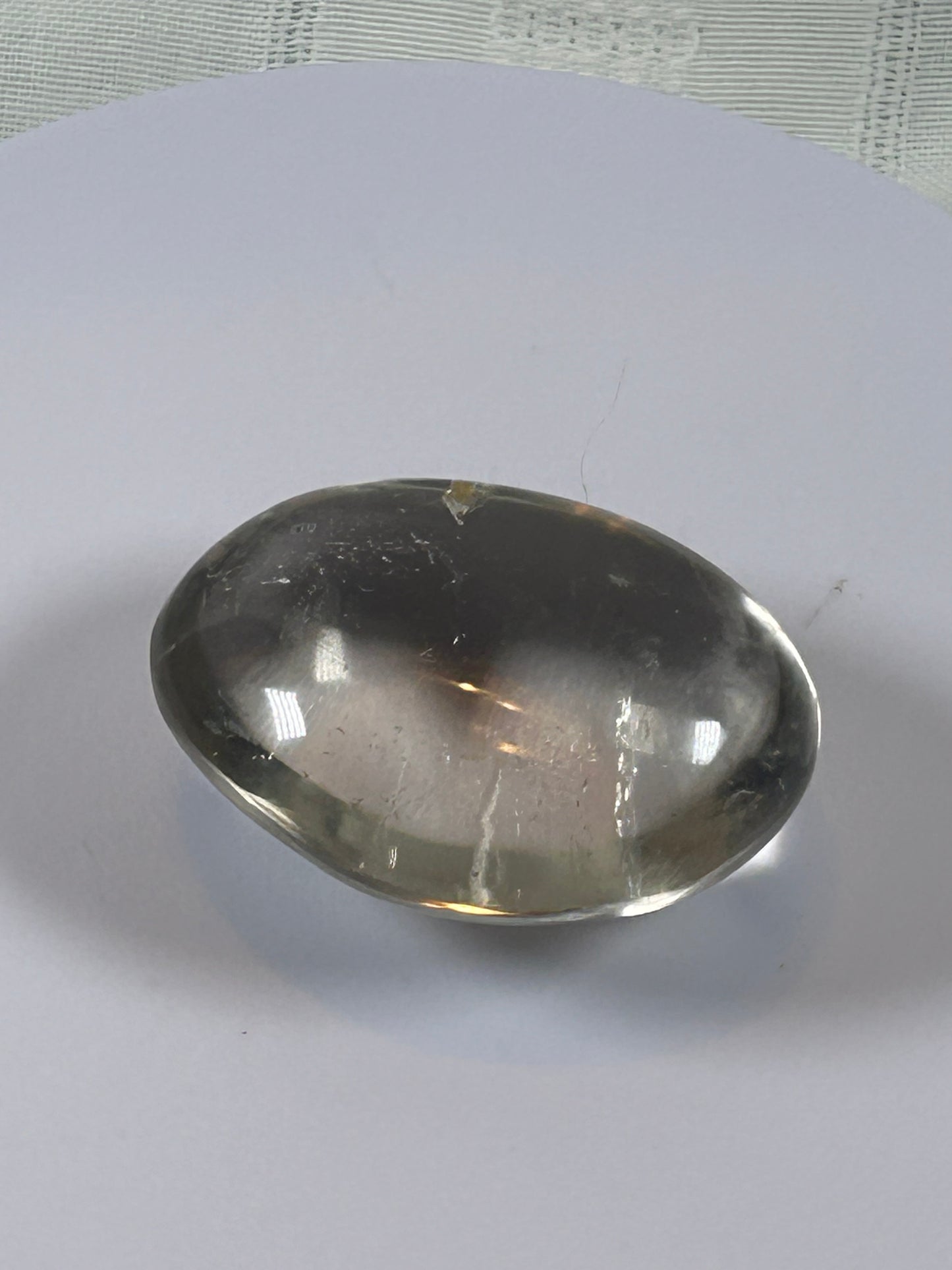 (#105) - CLEAR QUARTZ PALM STONE POLISHED - NEW