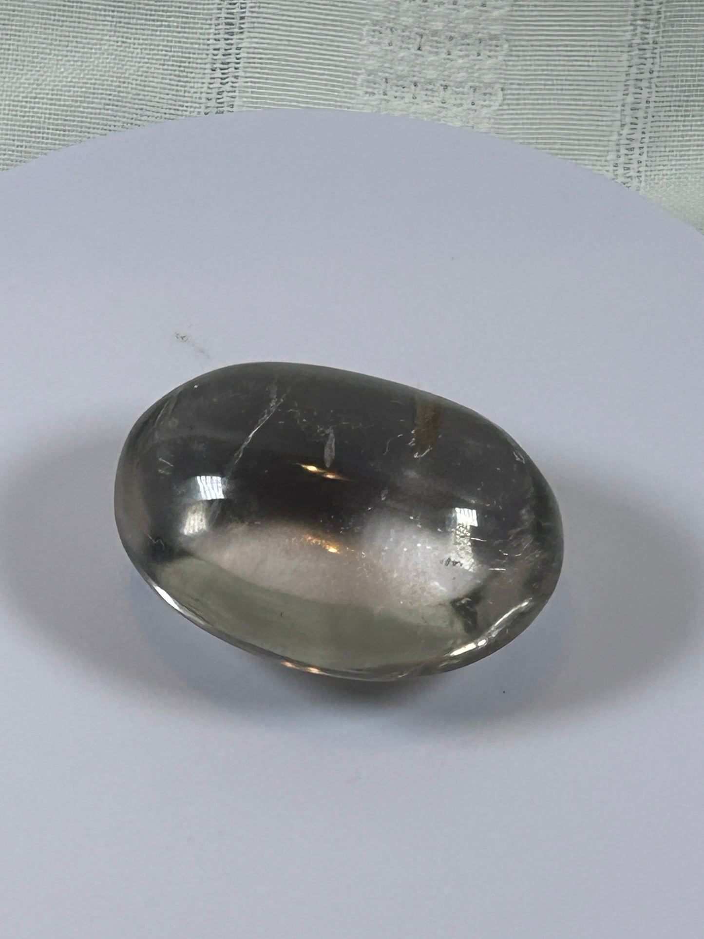 (#105) - CLEAR QUARTZ PALM STONE POLISHED - NEW