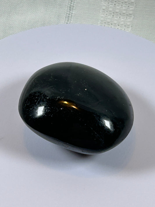 (#106) - BLACK TOURMALINE PALM STONE POLISHED - NEW
