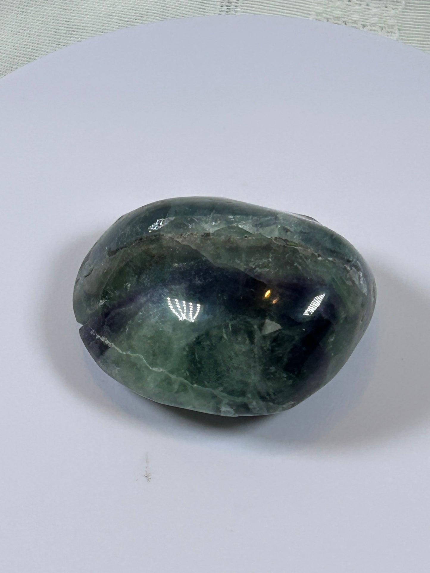 (#107) - FLUORITE PALM STONE POLISHED - NEW