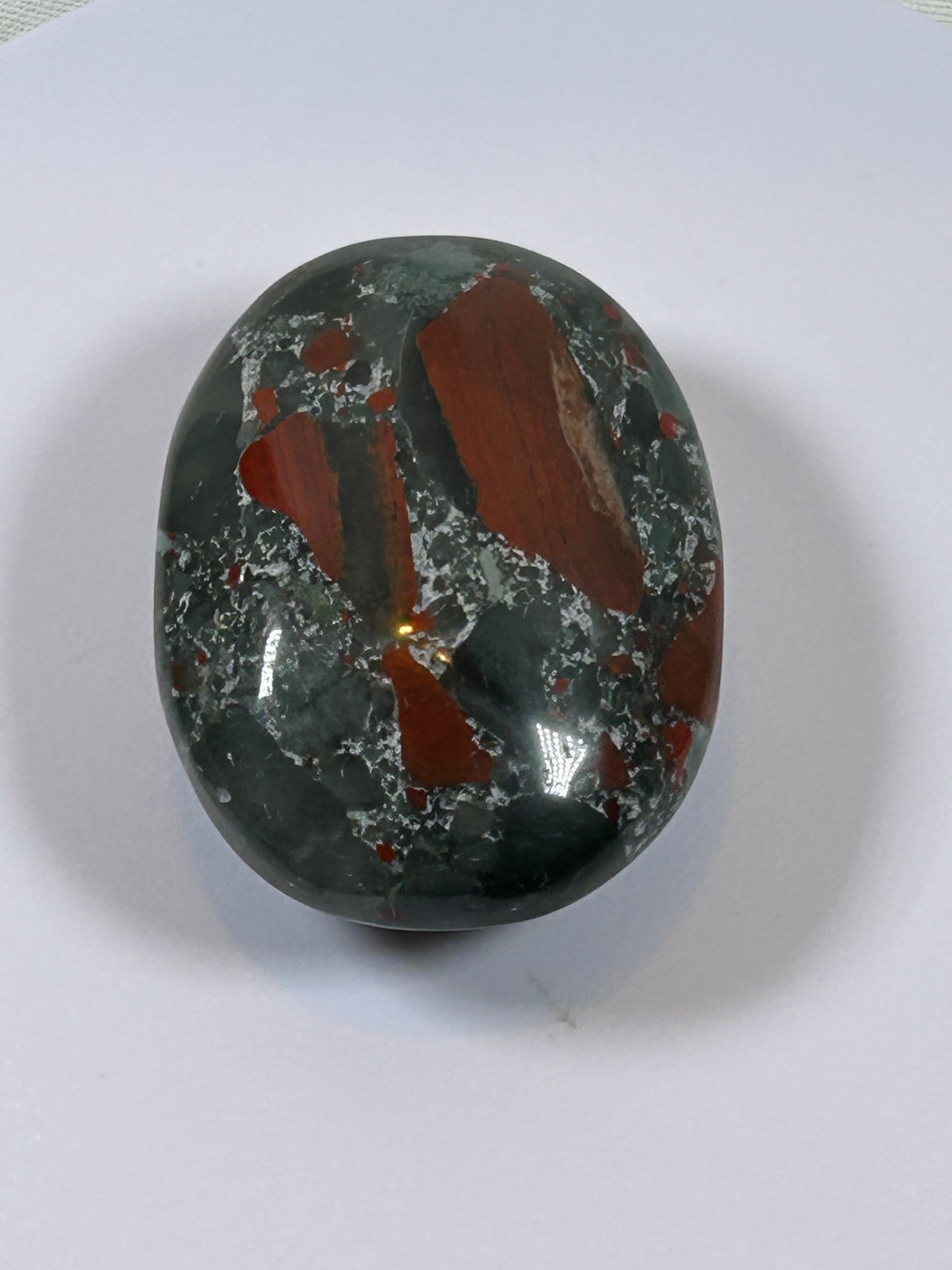 (#108) - AFRICAN BLOODSTONE PALM STONE POLISHED - NEW