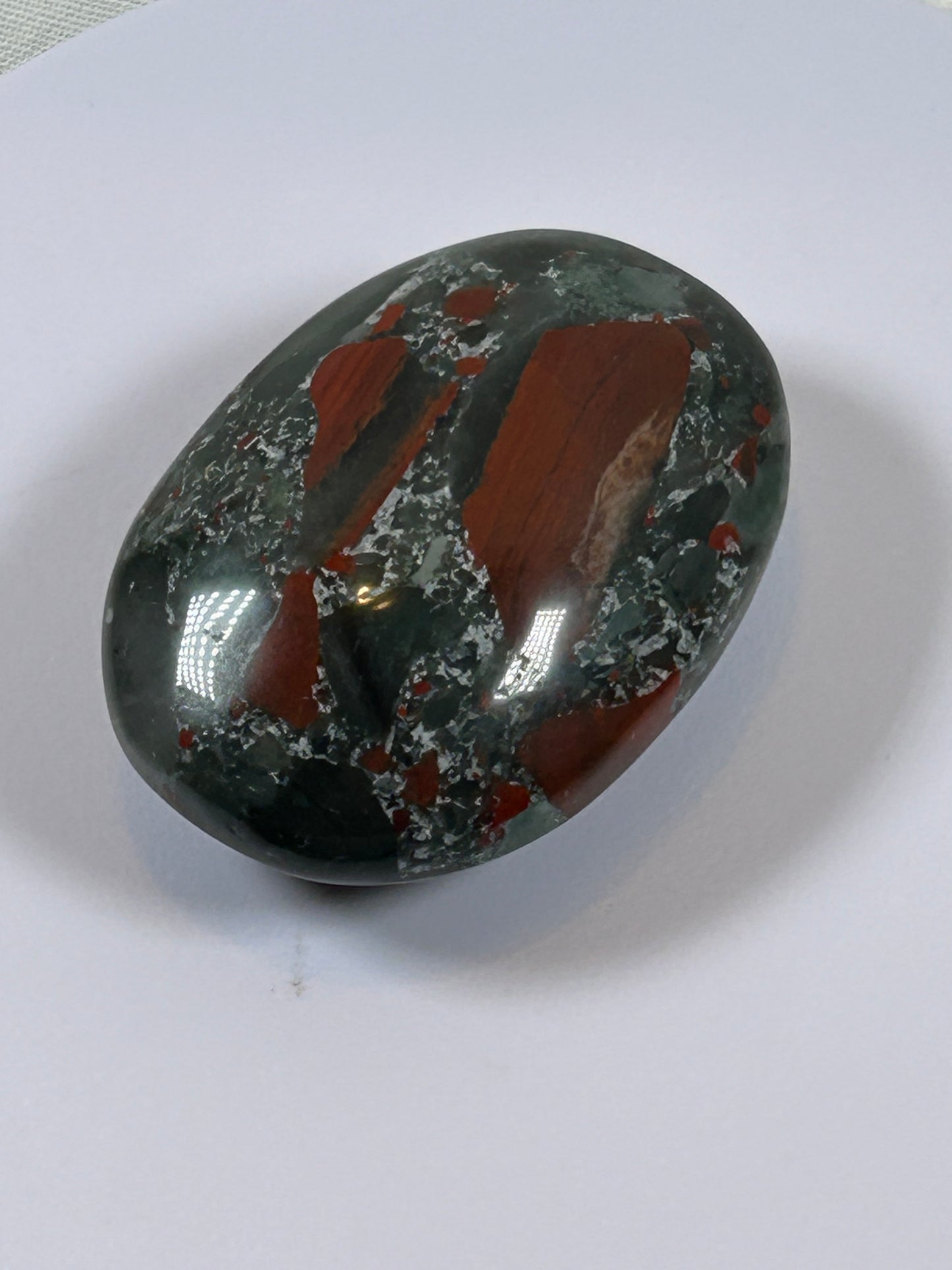 (#108) - AFRICAN BLOODSTONE PALM STONE POLISHED - NEW