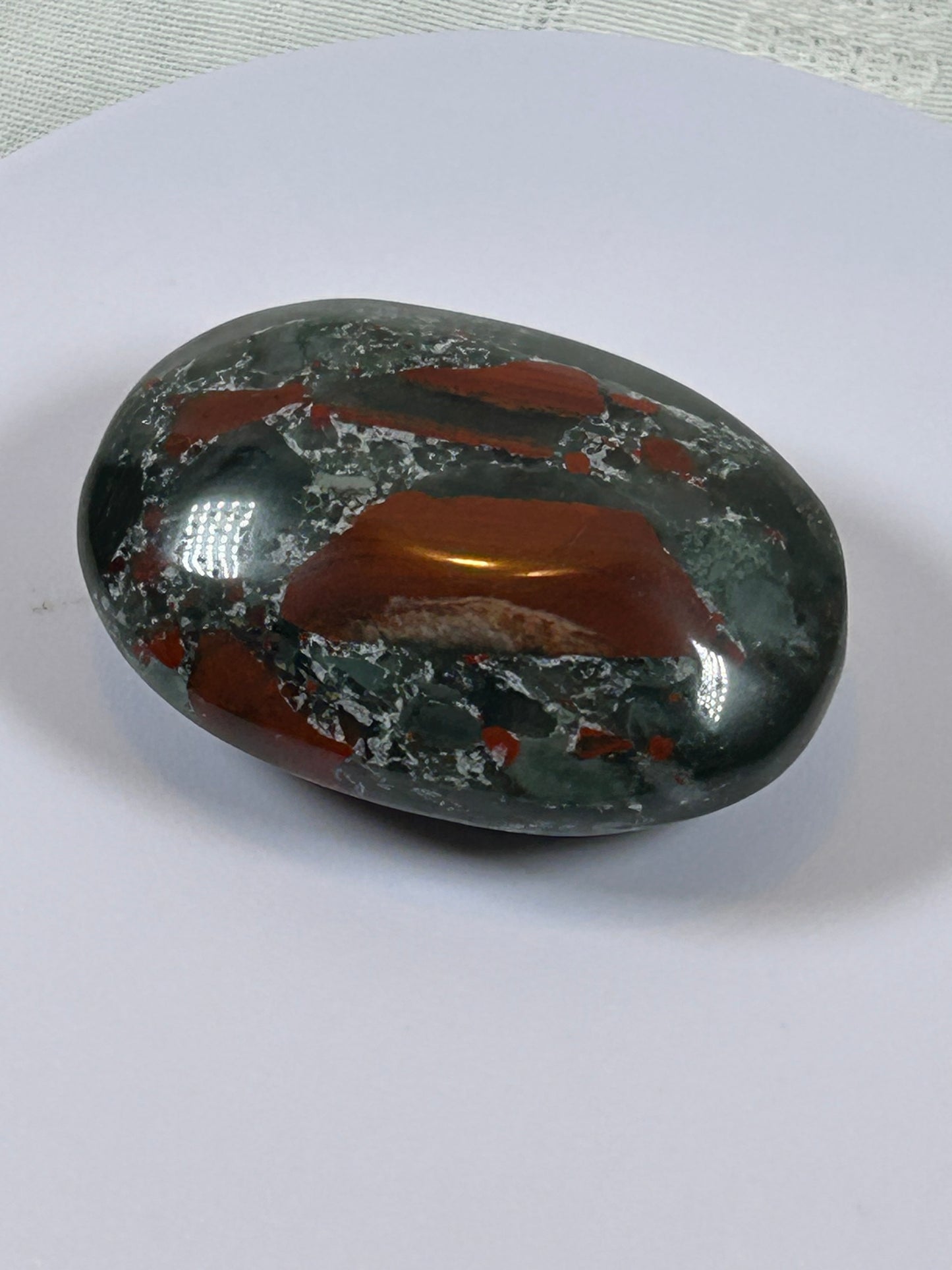 (#108) - AFRICAN BLOODSTONE PALM STONE POLISHED - NEW