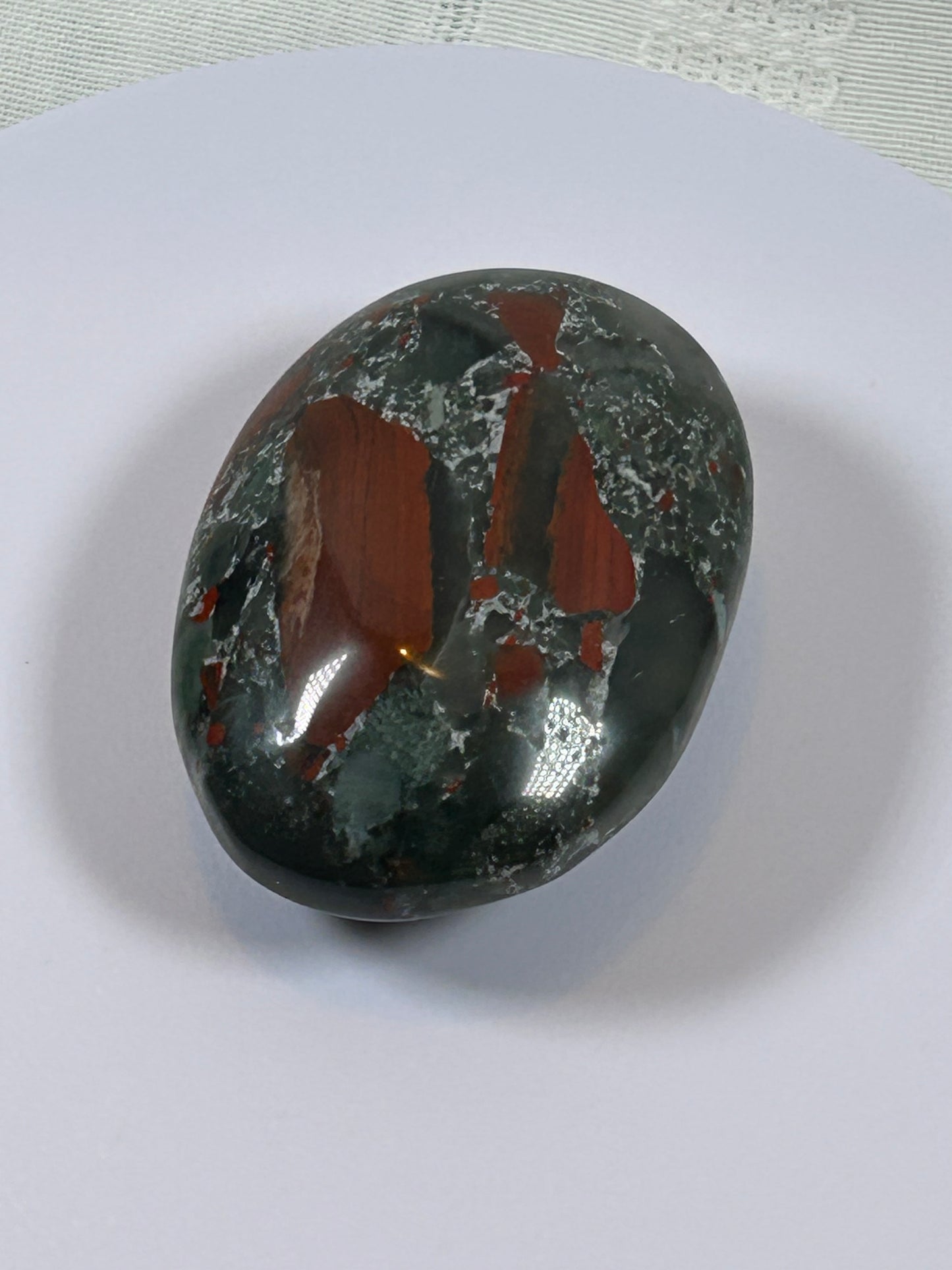 (#108) - AFRICAN BLOODSTONE PALM STONE POLISHED - NEW