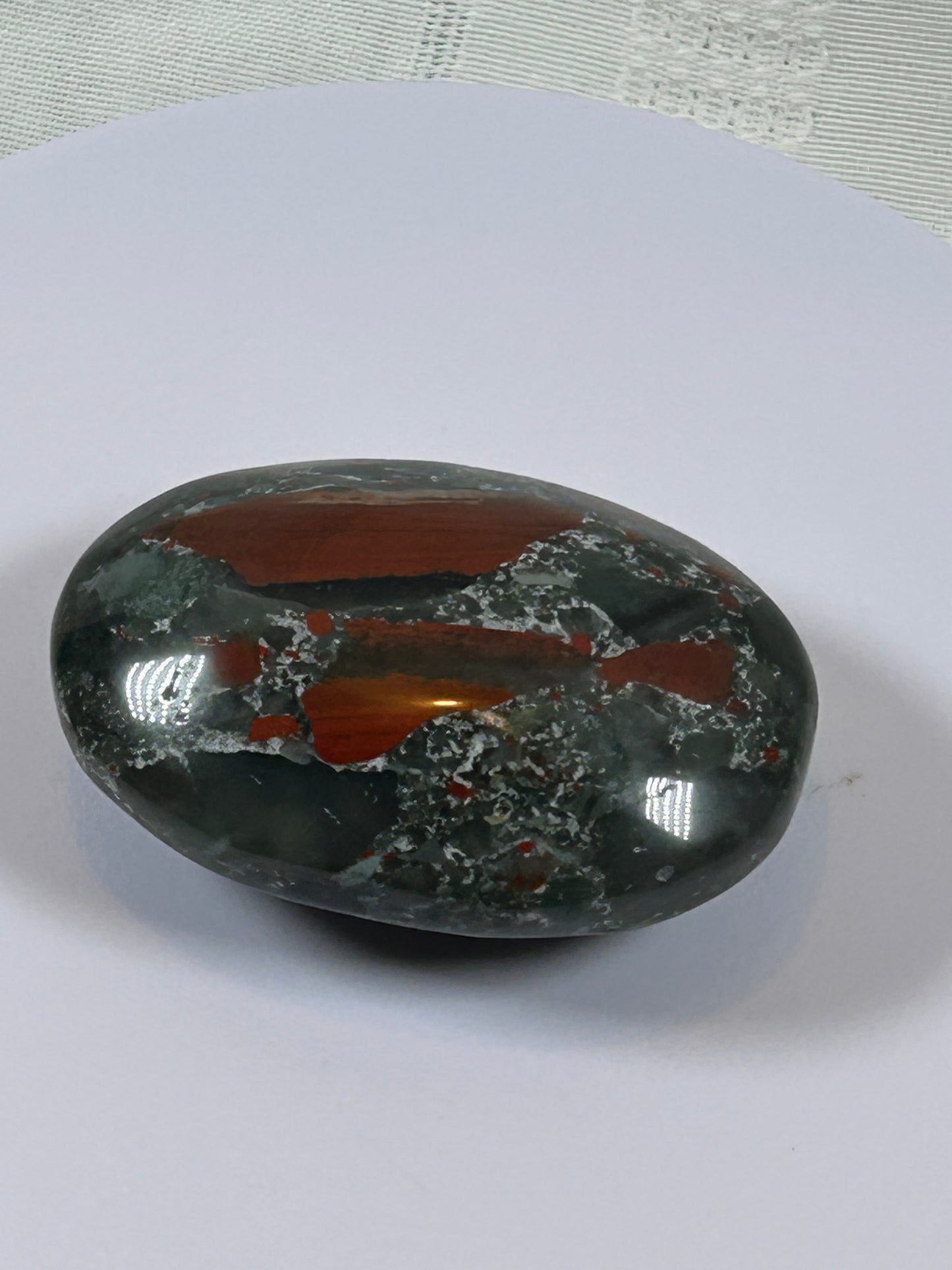 (#108) - AFRICAN BLOODSTONE PALM STONE POLISHED - NEW