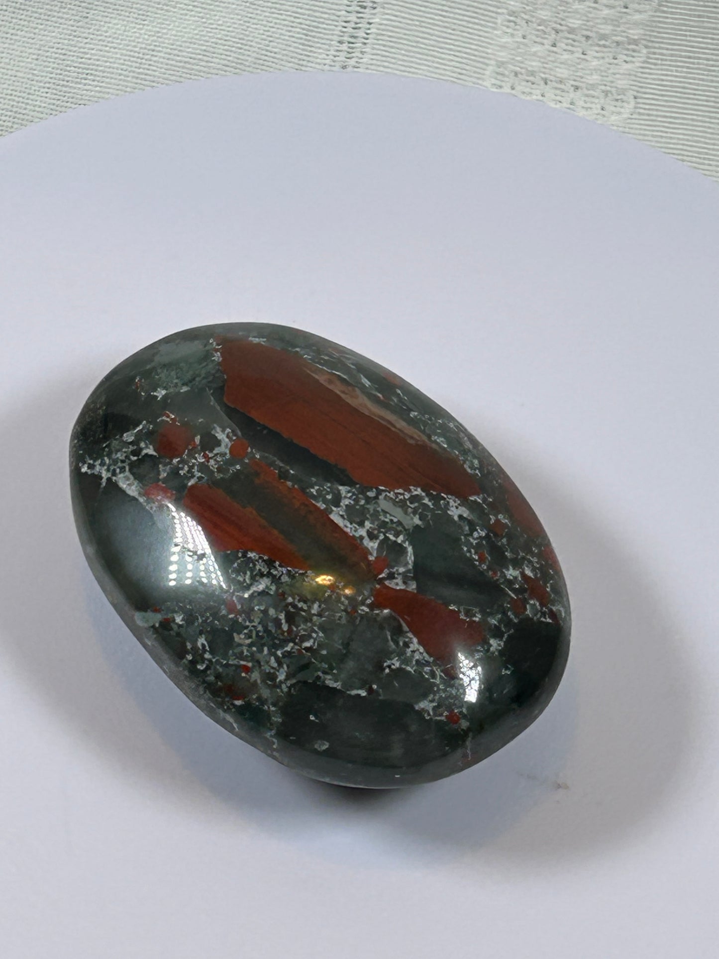 (#108) - AFRICAN BLOODSTONE PALM STONE POLISHED - NEW