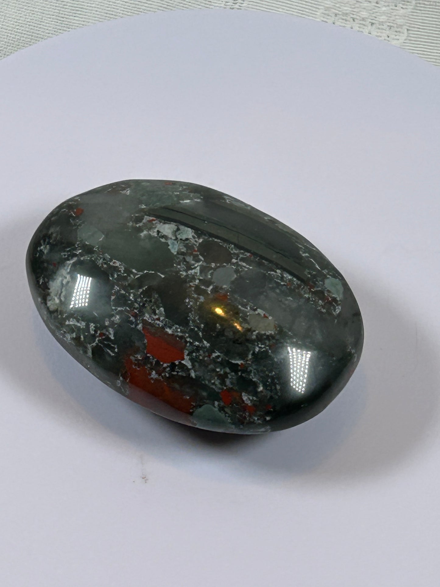 (#108) - AFRICAN BLOODSTONE PALM STONE POLISHED - NEW