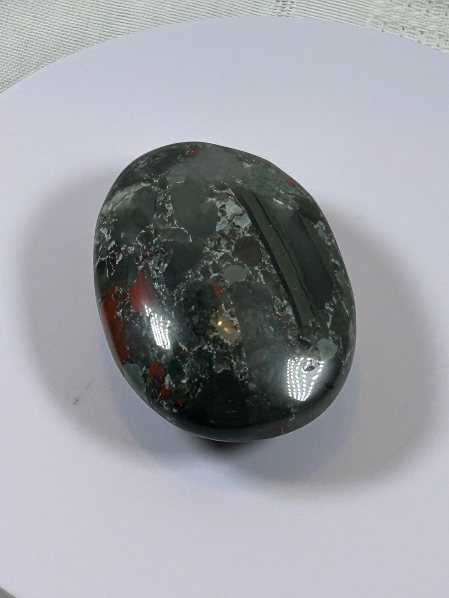 (#108) - AFRICAN BLOODSTONE PALM STONE POLISHED - NEW