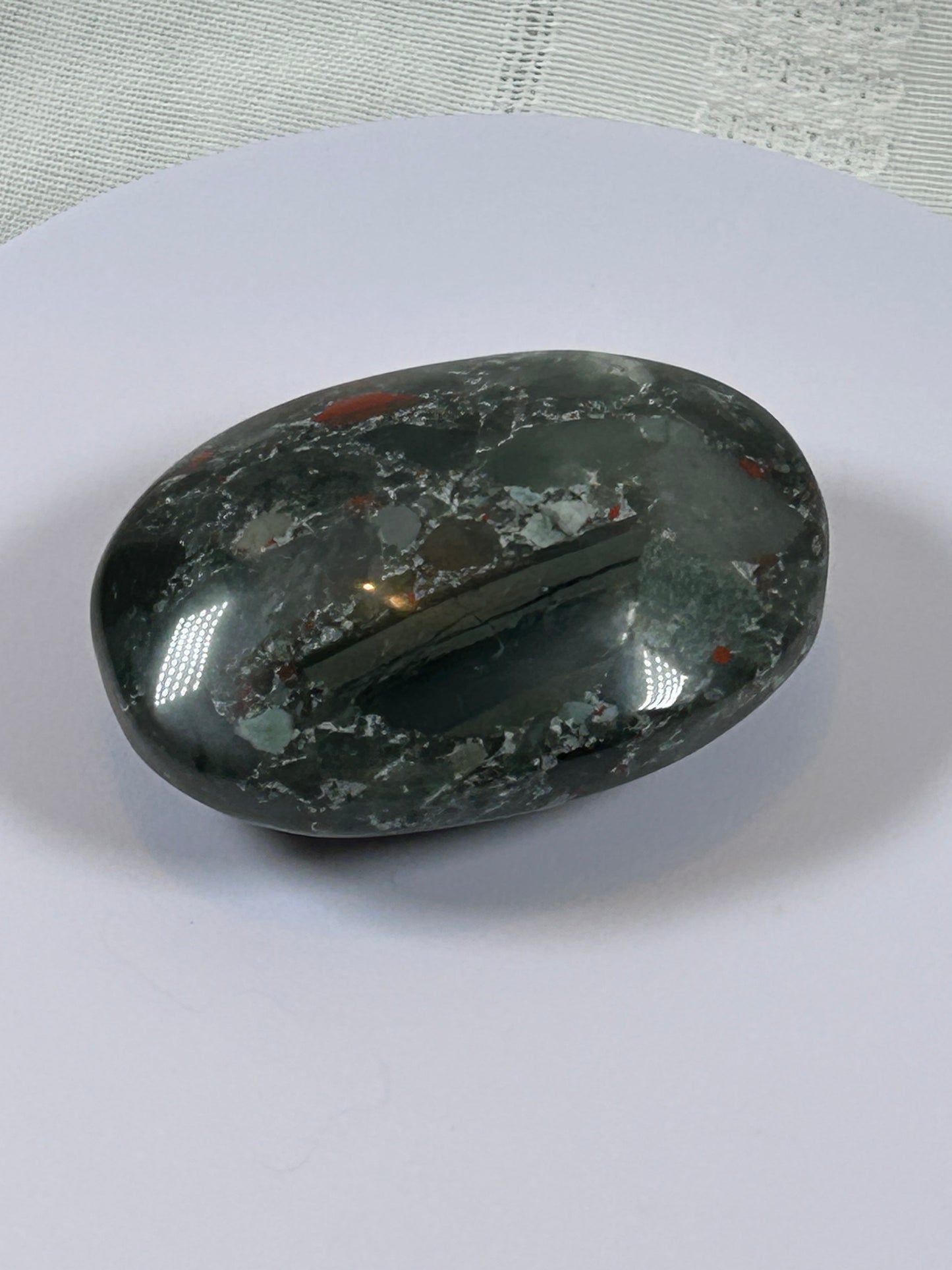 (#108) - AFRICAN BLOODSTONE PALM STONE POLISHED - NEW