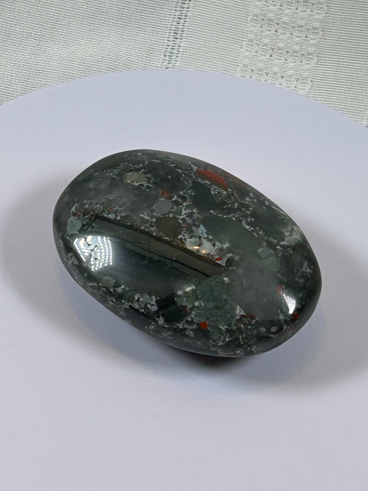 (#108) - AFRICAN BLOODSTONE PALM STONE POLISHED - NEW