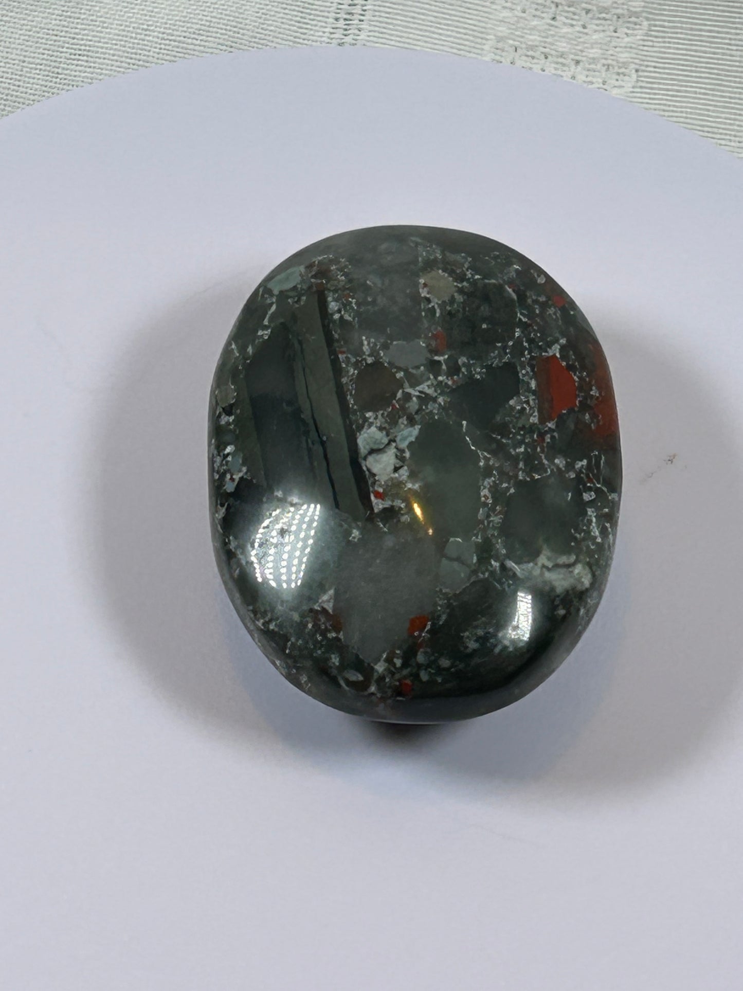 (#108) - AFRICAN BLOODSTONE PALM STONE POLISHED - NEW