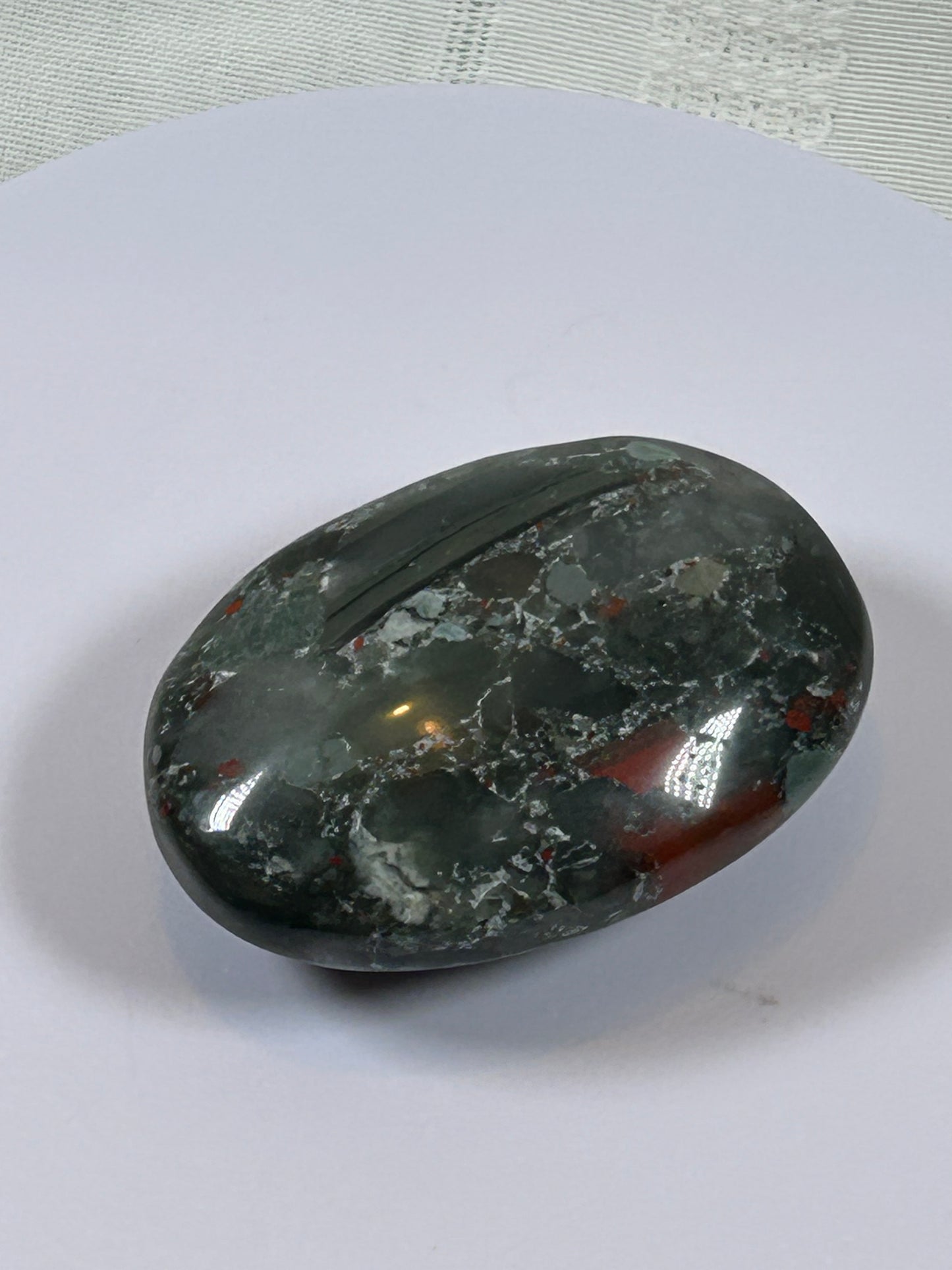 (#108) - AFRICAN BLOODSTONE PALM STONE POLISHED - NEW