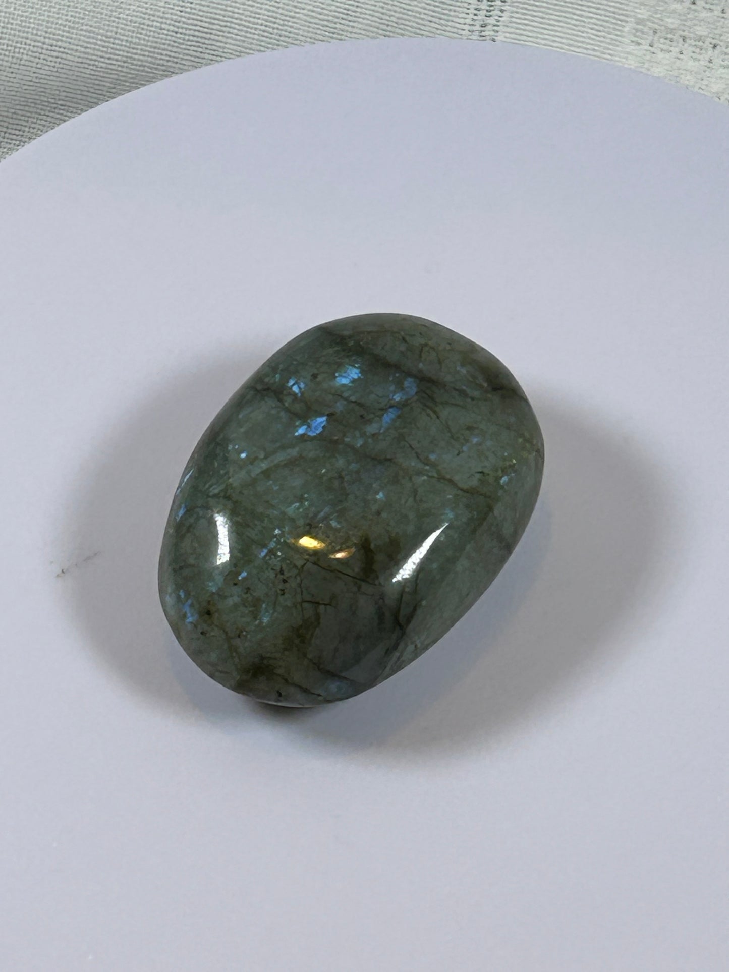 (#109) - LABRADORITE PALM STONE POLISHED - NEW
