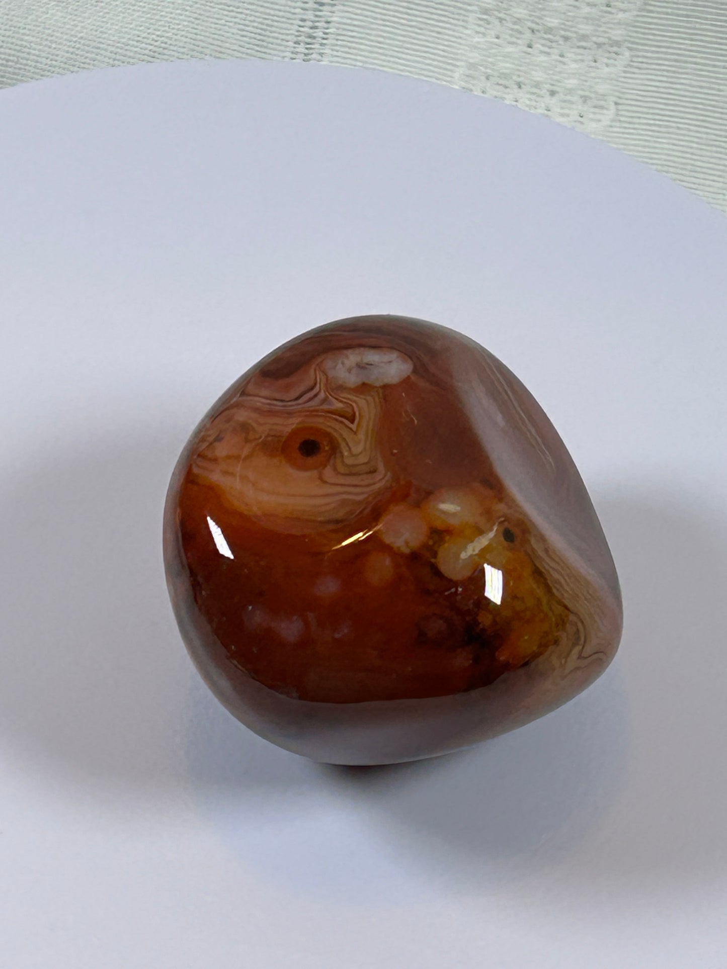 (#112) - CARNELIAN AGATE PALM STONE POLISHED - NEW