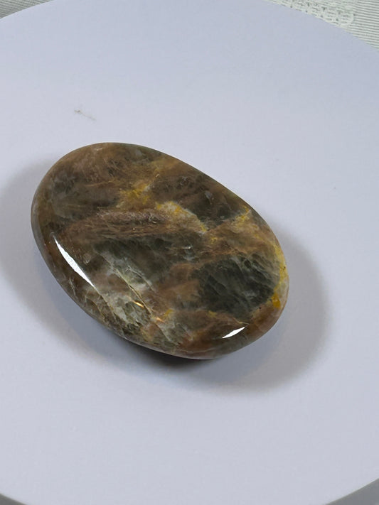 (#113) - BLACK MOONSTONE PALM STONE POLISHED - NEW