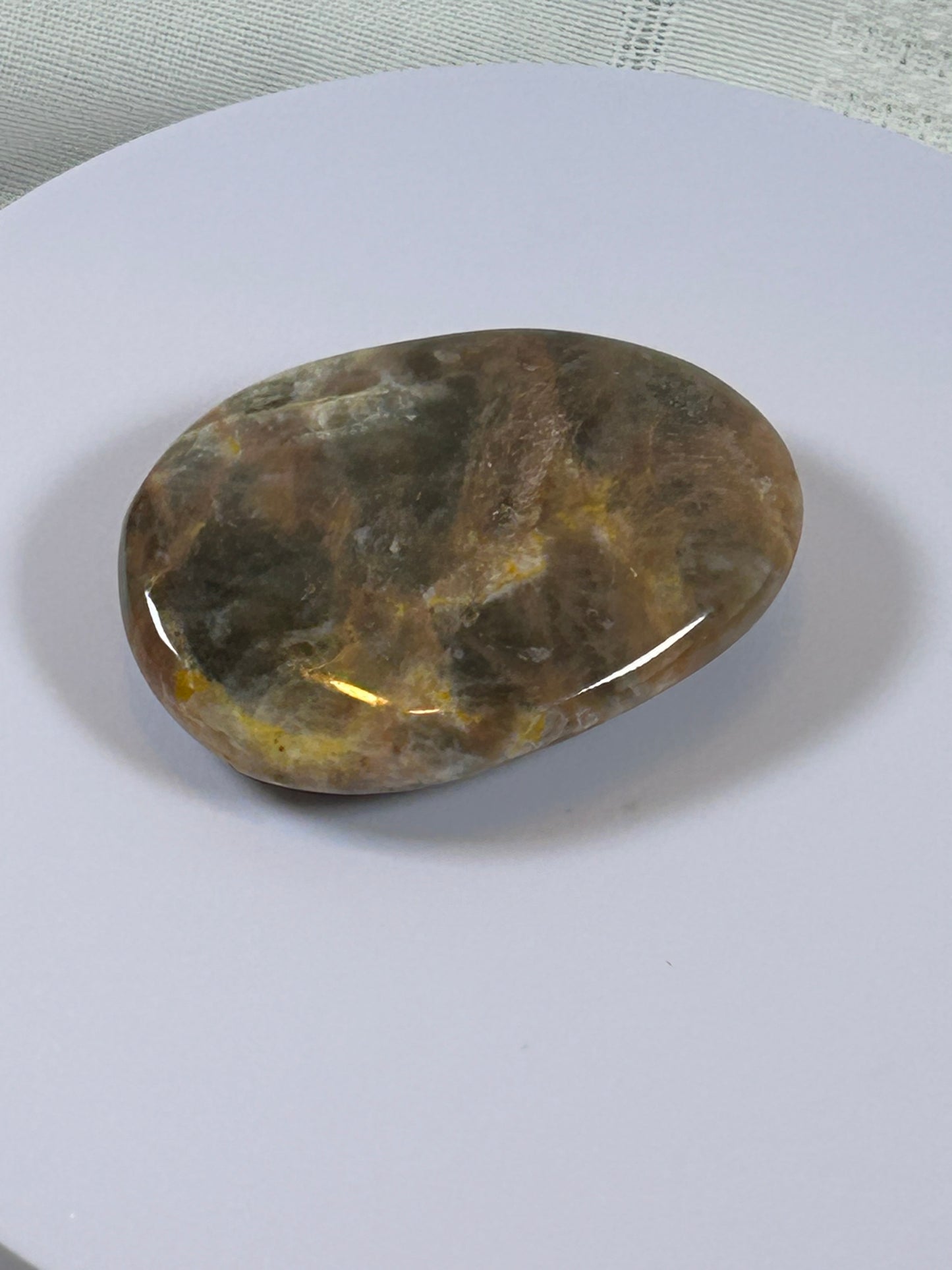 (#113) - BLACK MOONSTONE PALM STONE POLISHED - NEW