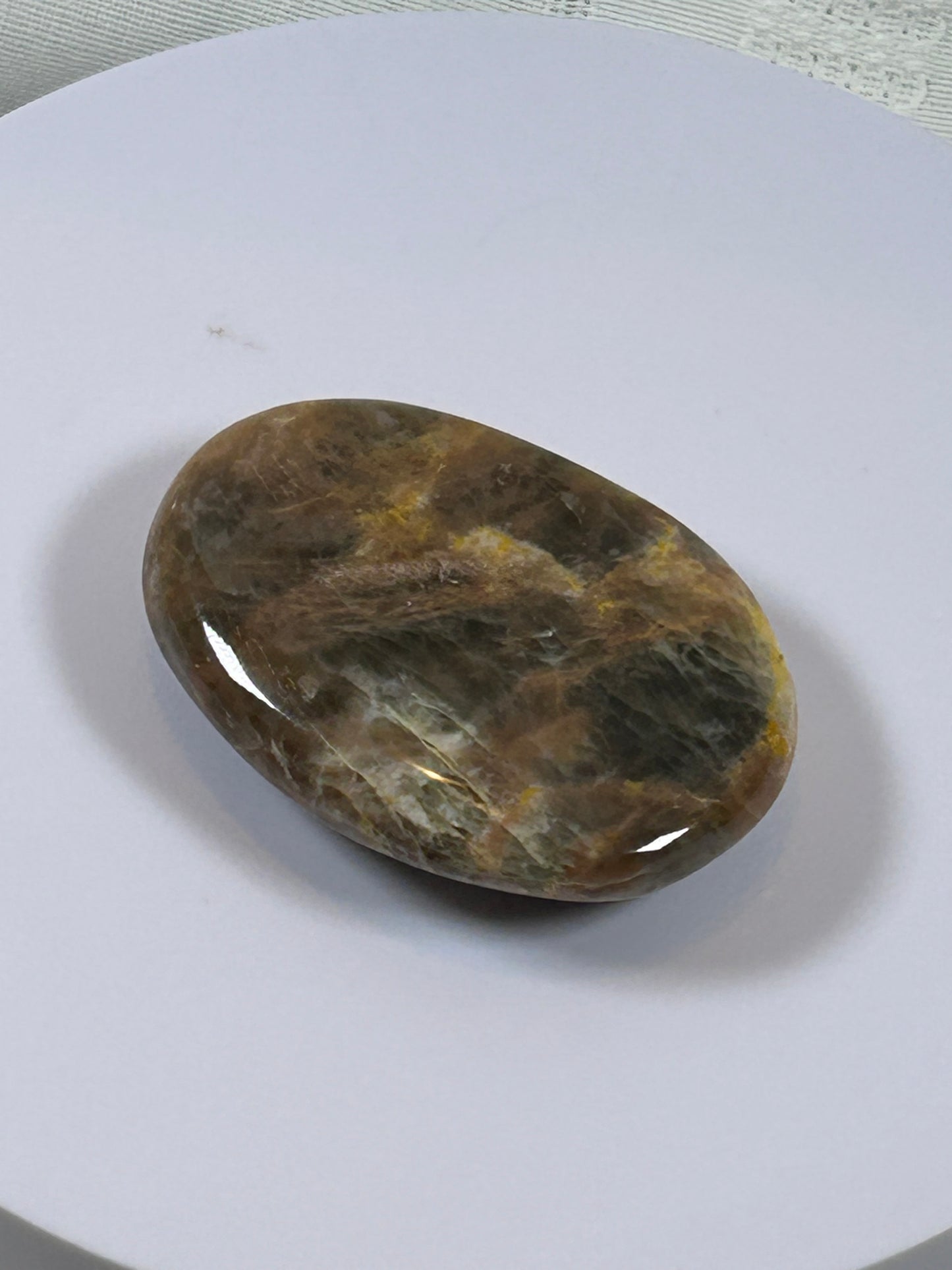 (#113) - BLACK MOONSTONE PALM STONE POLISHED - NEW
