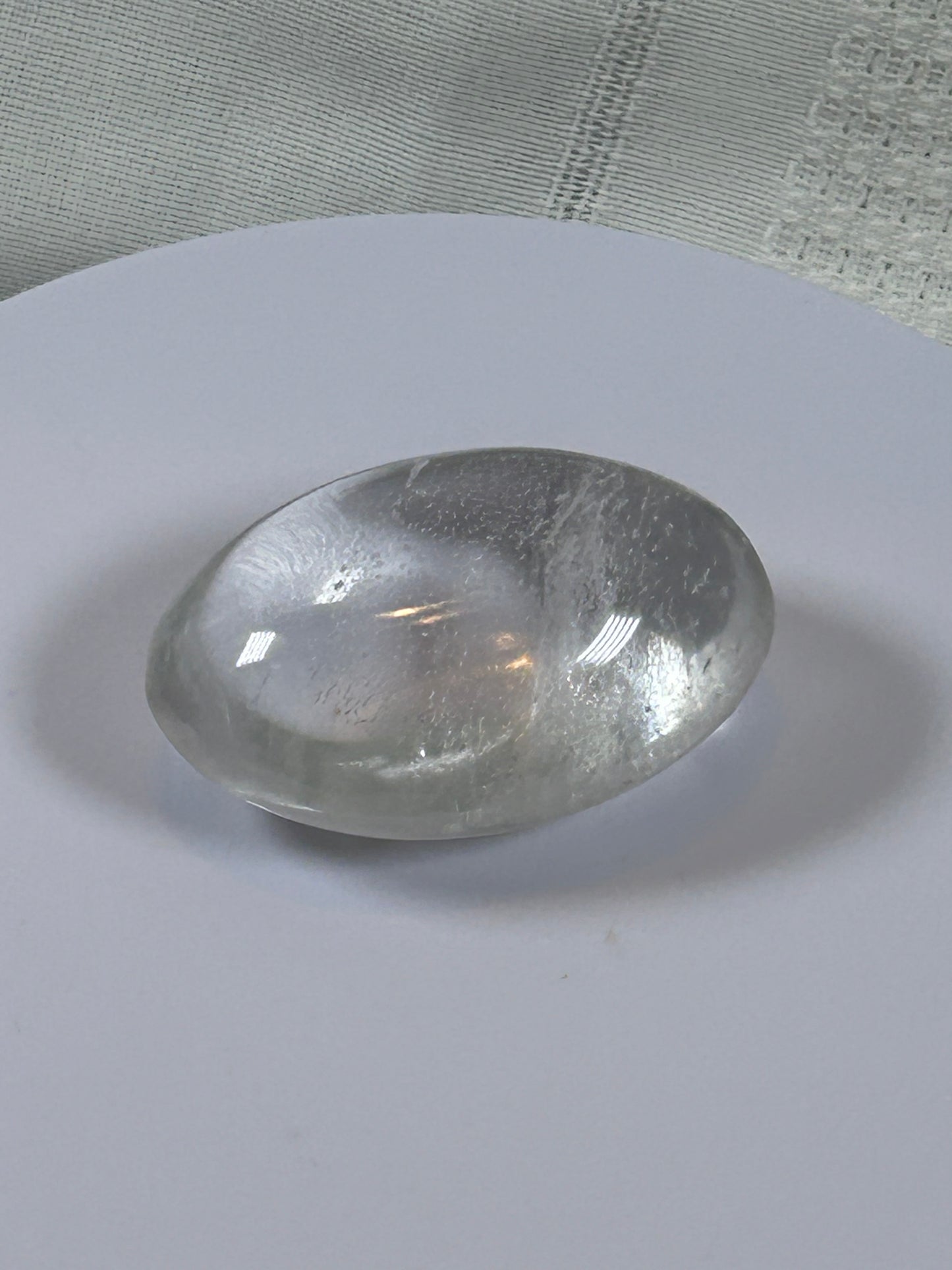 (#114) - CLEAR QUARTZ PALM STONE POLISHED - NEW