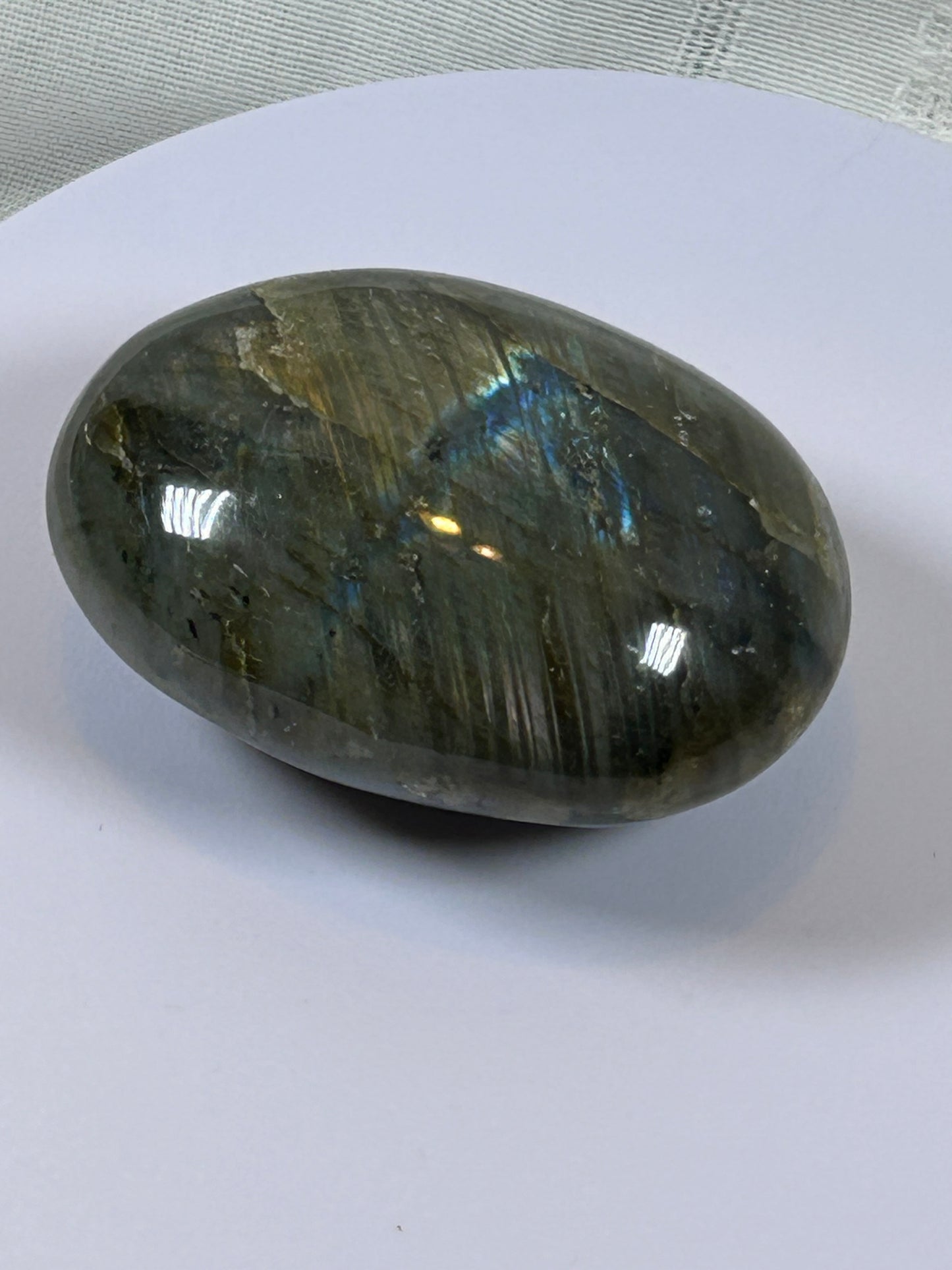 (#118) - LABRADORITE PALM STONE POLISHED - NEW