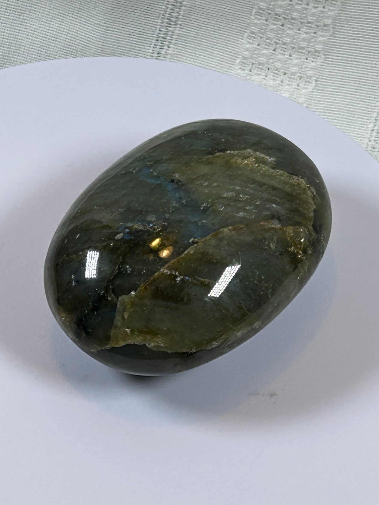 (#118) - LABRADORITE PALM STONE POLISHED - NEW