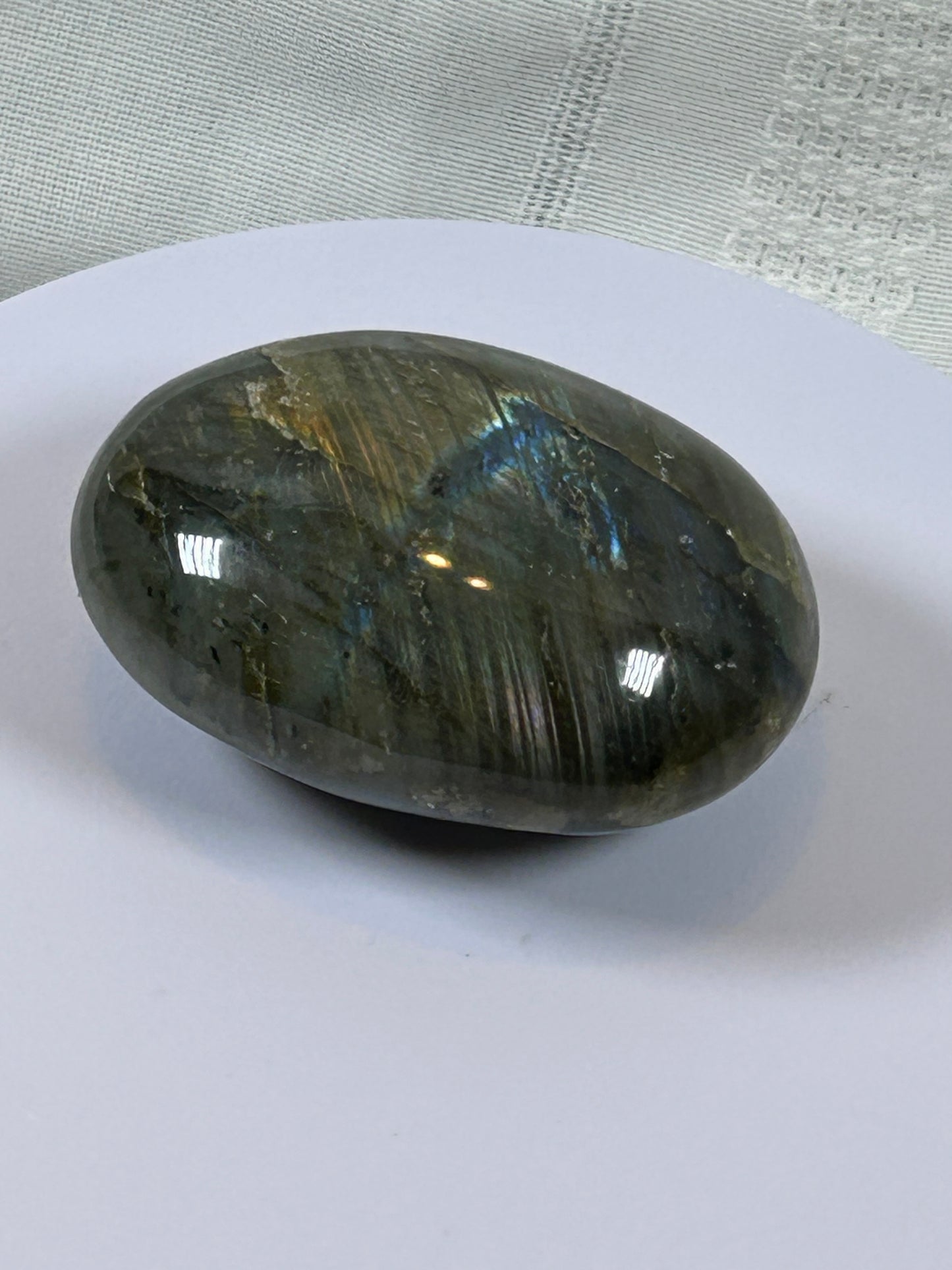 (#118) - LABRADORITE PALM STONE POLISHED - NEW