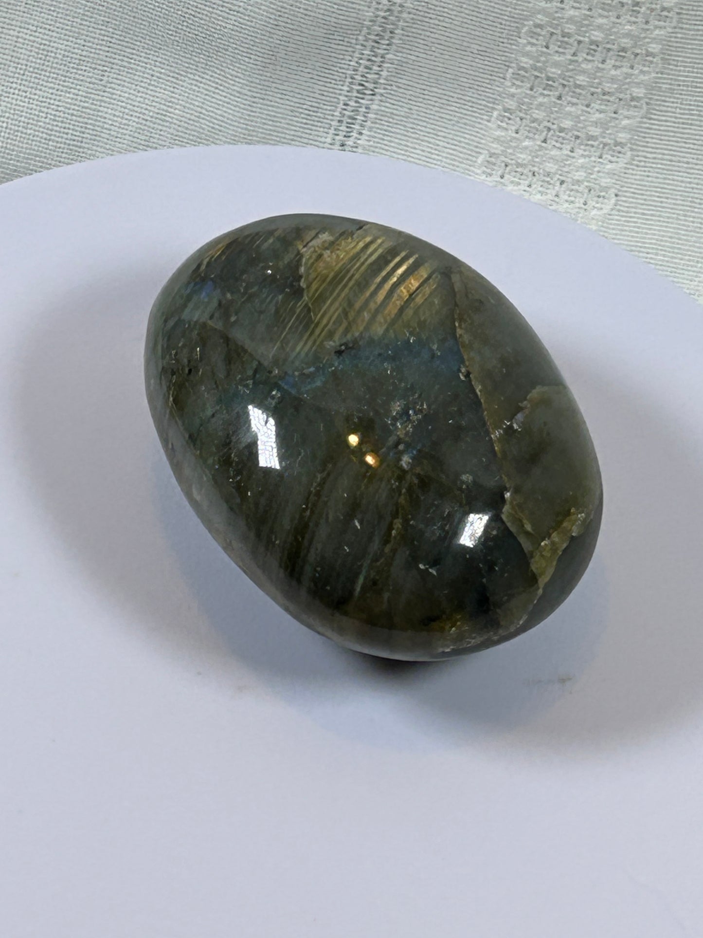 (#118) - LABRADORITE PALM STONE POLISHED - NEW