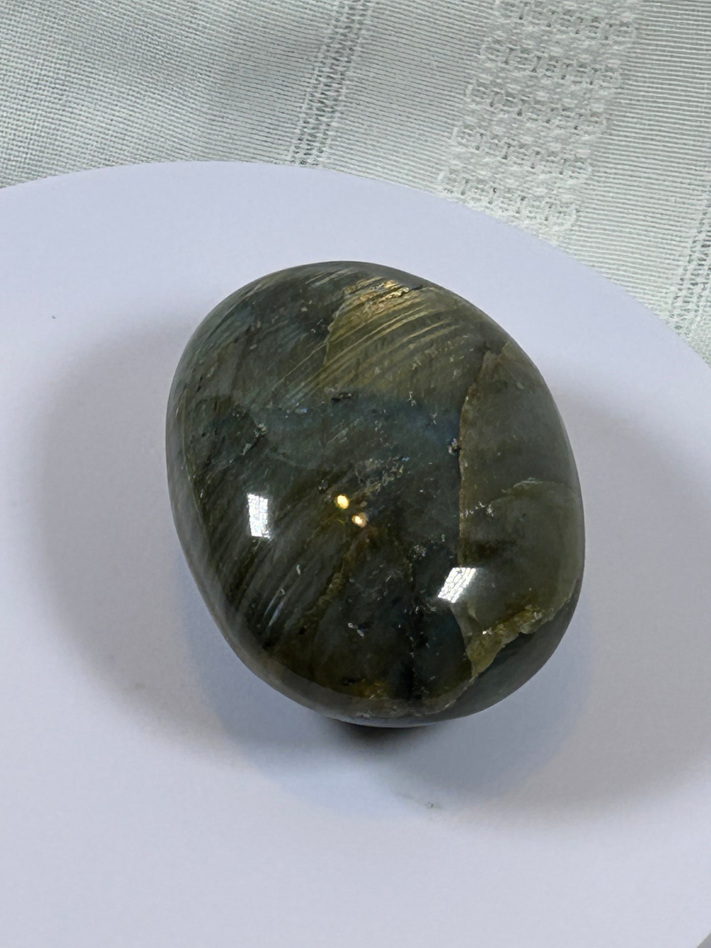 (#118) - LABRADORITE PALM STONE POLISHED - NEW