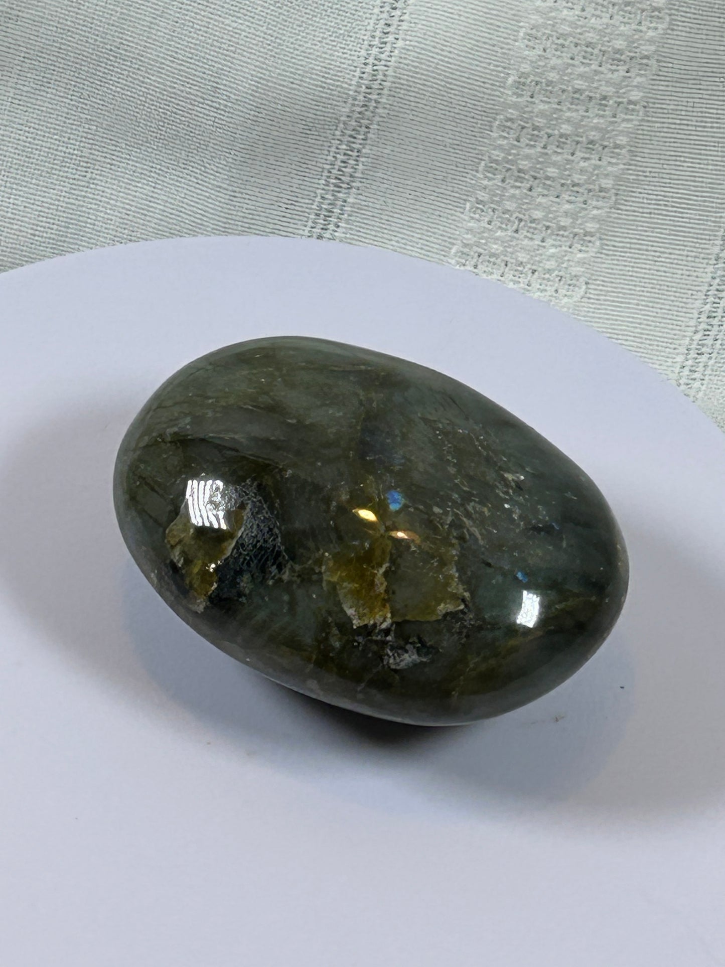 (#118) - LABRADORITE PALM STONE POLISHED - NEW