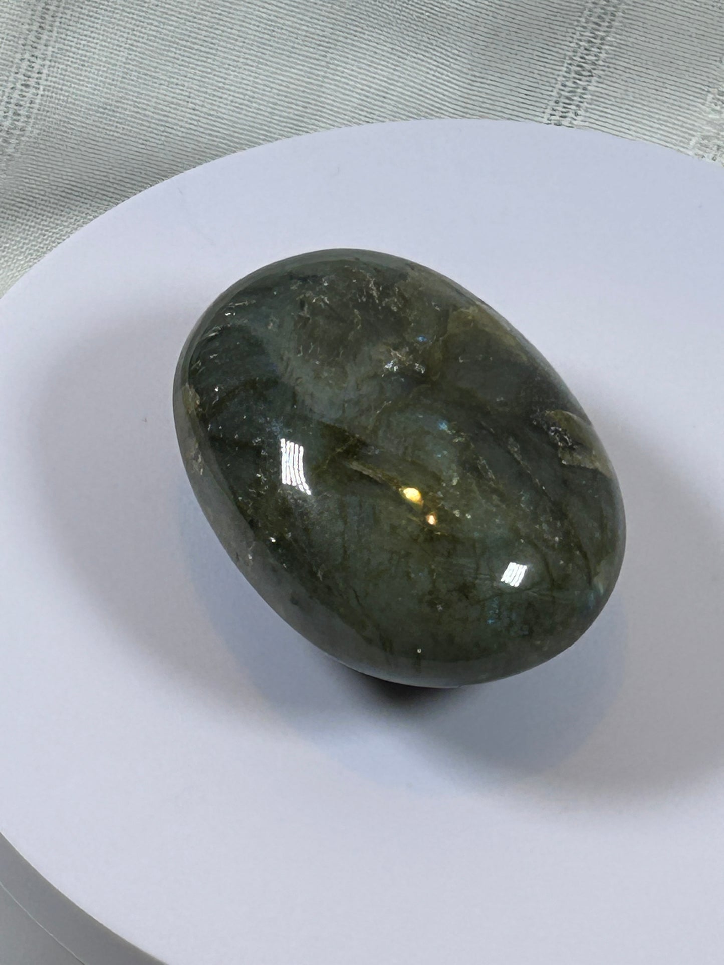 (#118) - LABRADORITE PALM STONE POLISHED - NEW