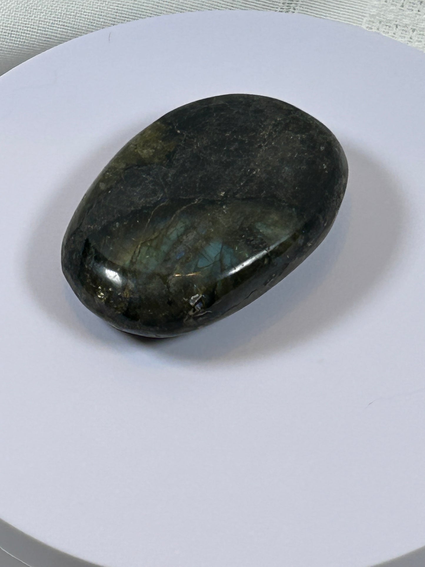 (#117) - LABRADORITE PALM STONE POLISHED - NEW