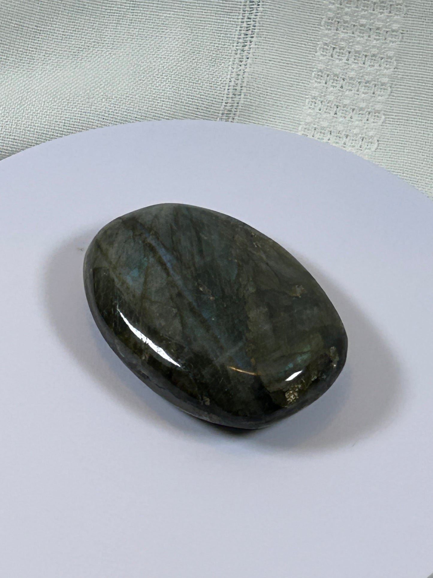 (#117) - LABRADORITE PALM STONE POLISHED - NEW