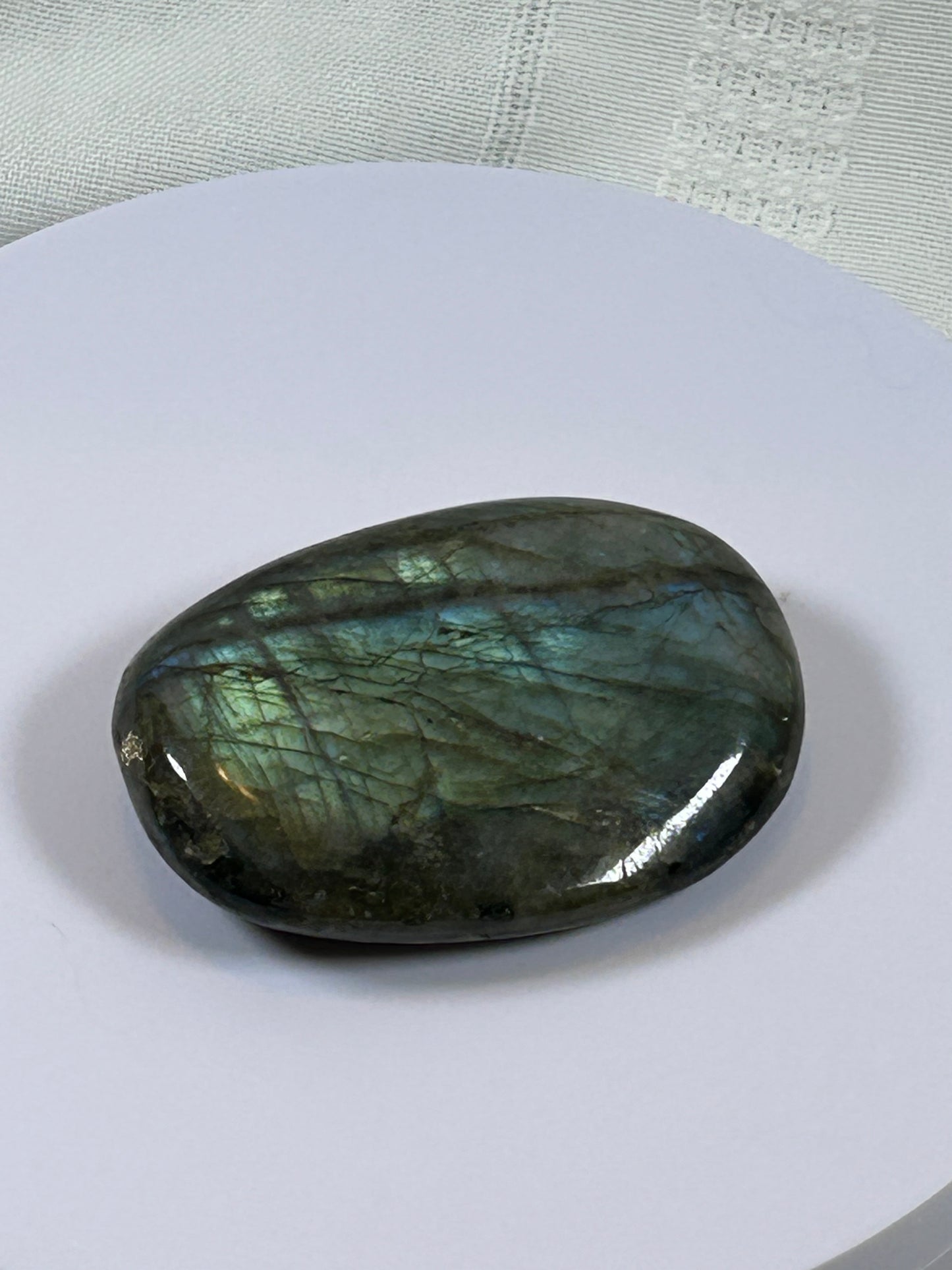 (#117) - LABRADORITE PALM STONE POLISHED - NEW