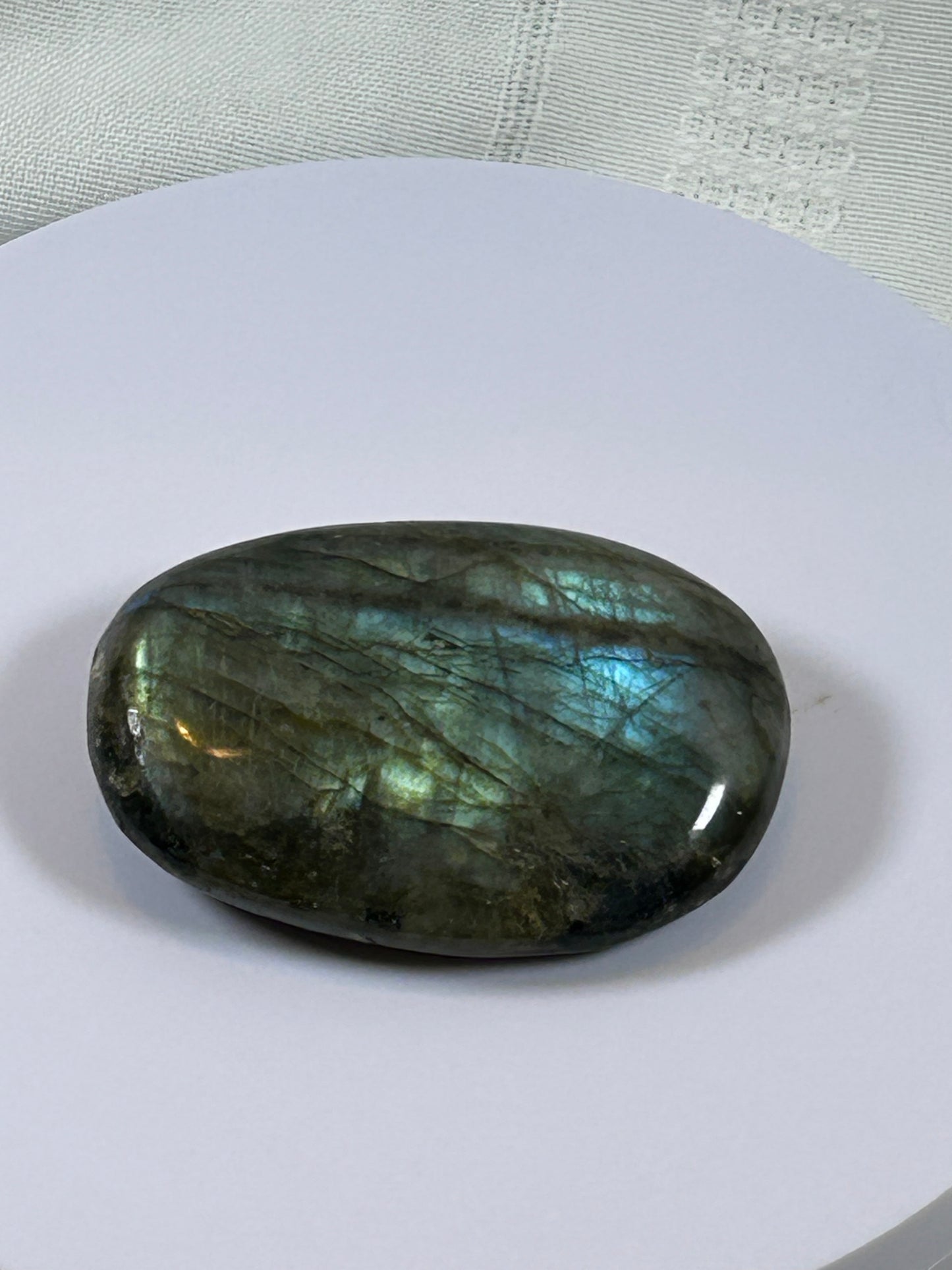 (#117) - LABRADORITE PALM STONE POLISHED - NEW